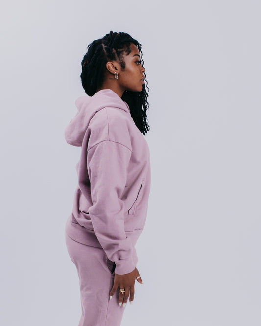 WOMENS ZIP HOODIE - PALE ROSE