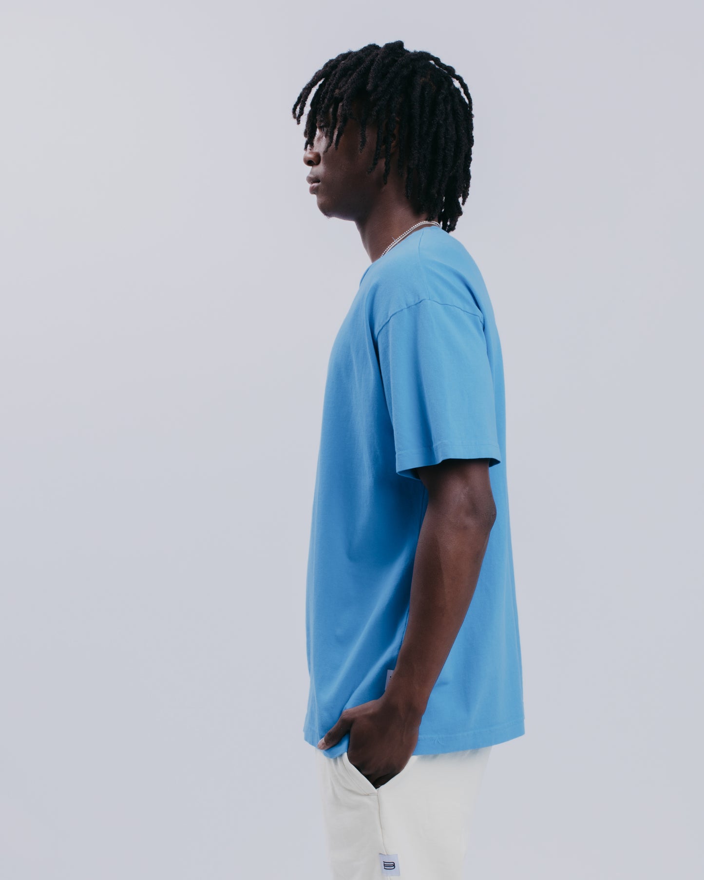 DROP SHOULDER S/S TEE - MEDIUM BLUE