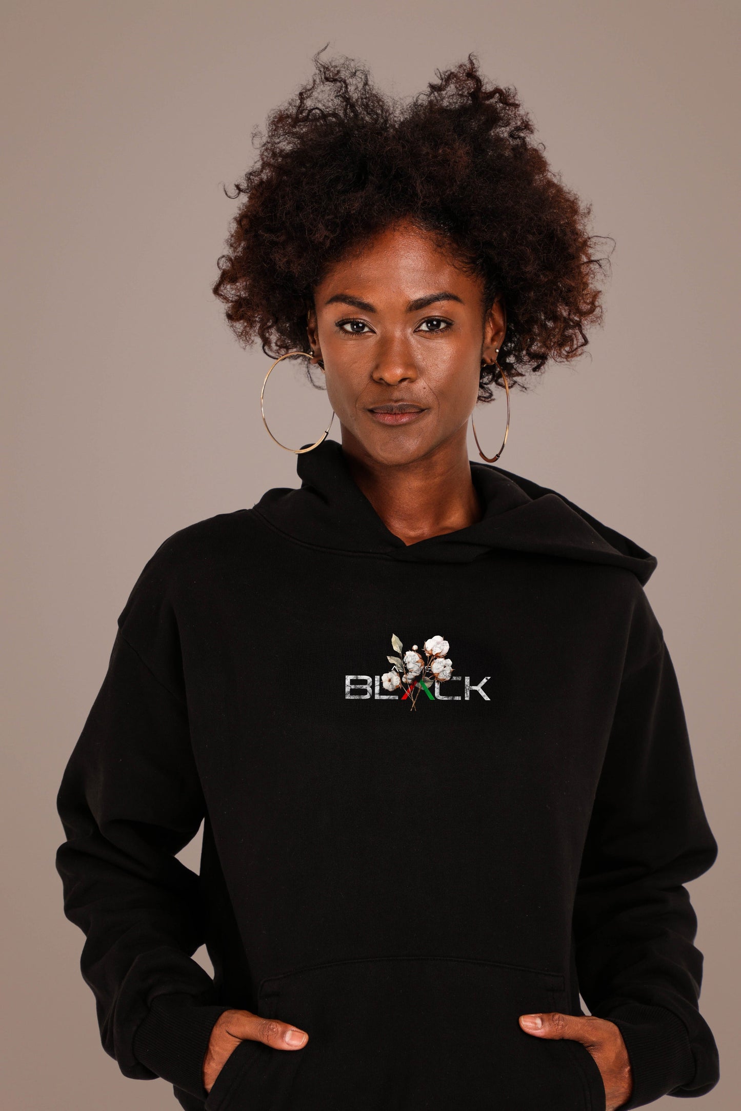 ACTIVELY BLACK COTTON MADE HOODIE