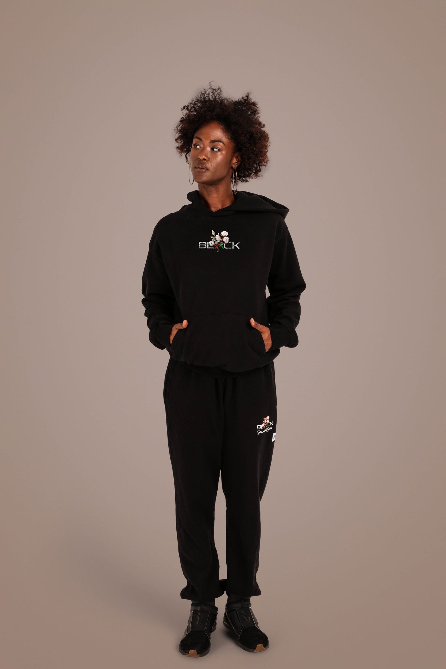 ACTIVELY BLACK COTTON MADE HOODIE