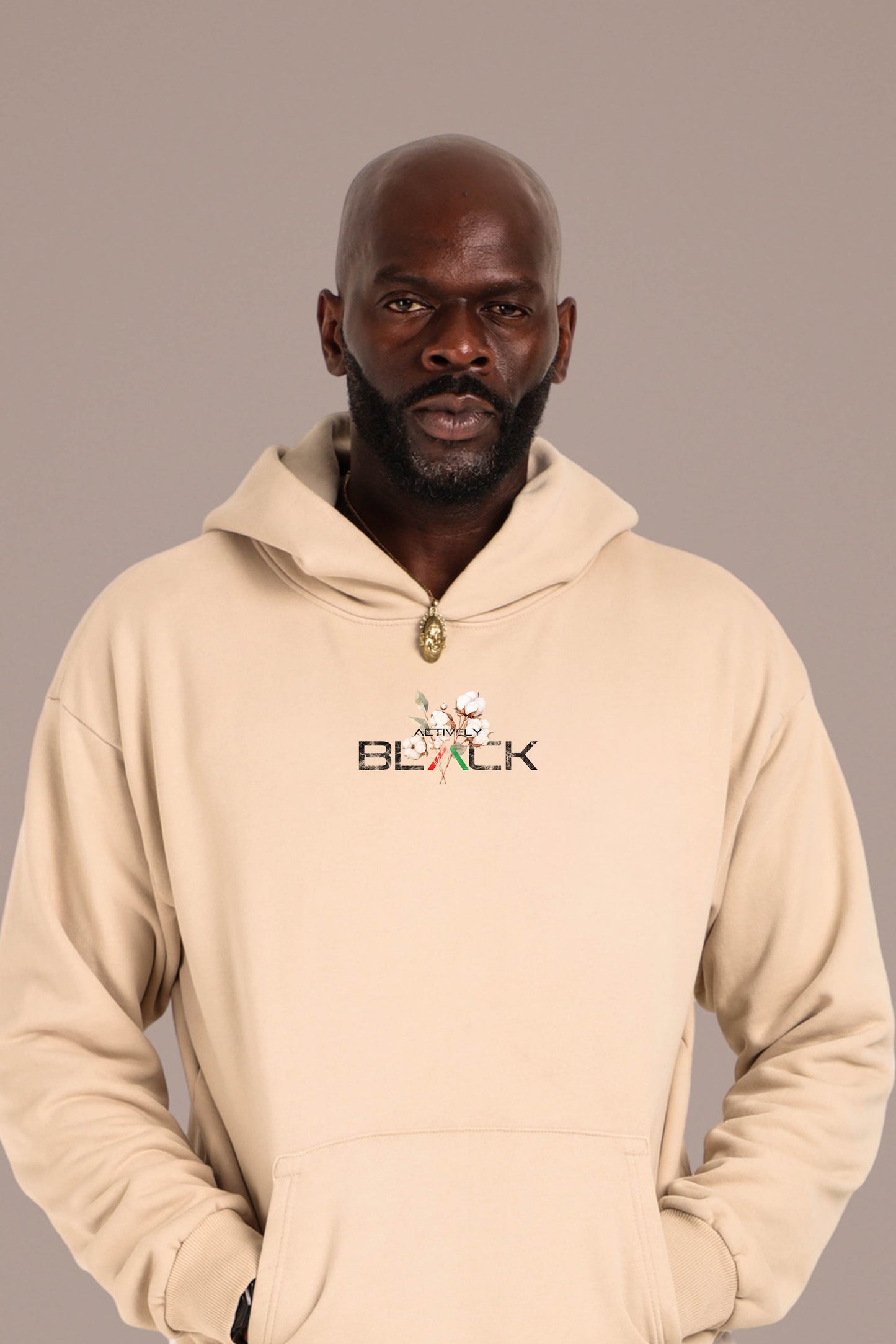 ACTIVELY BLACK COTTON MADE HOODIE