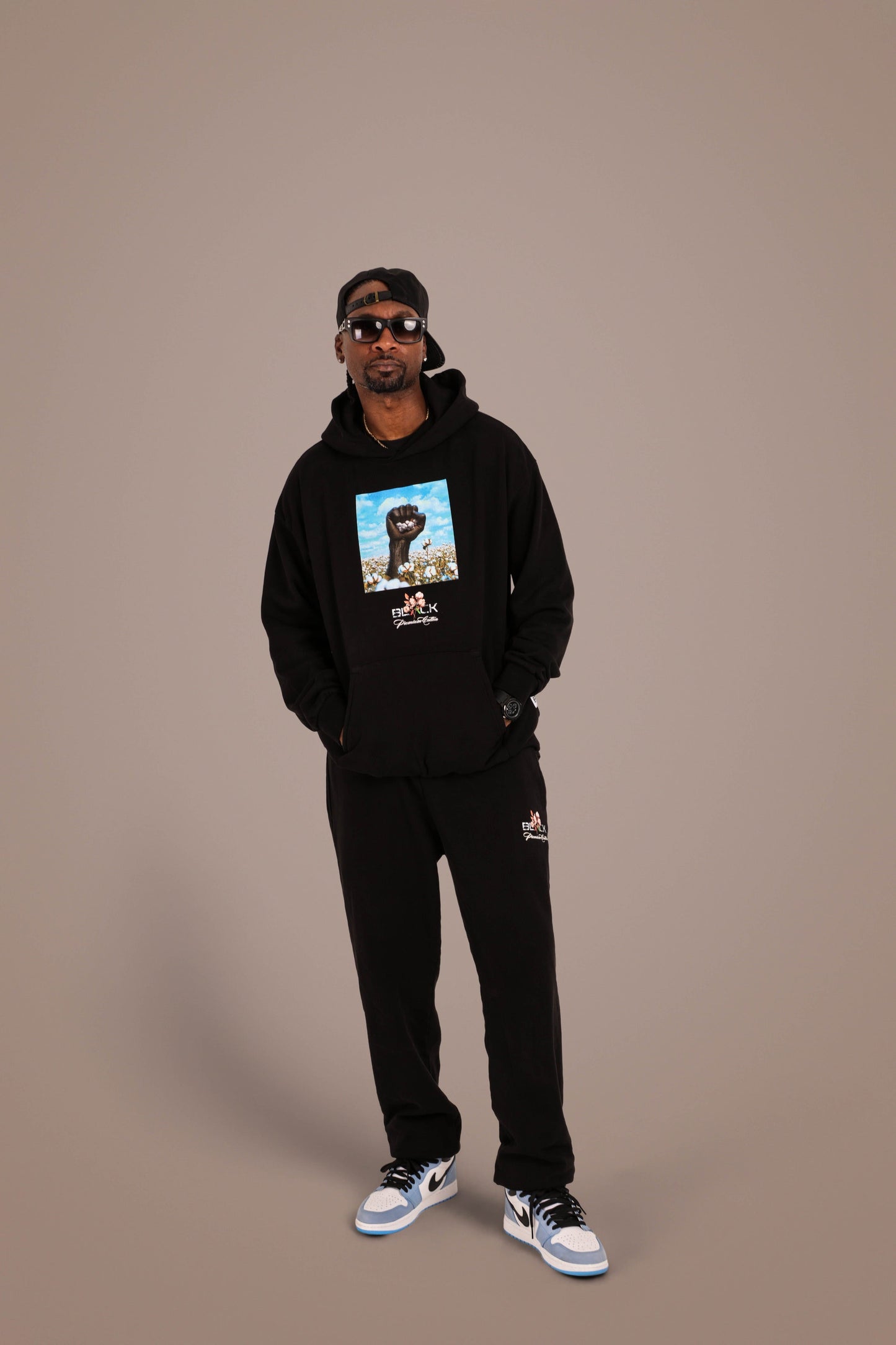 ACTIVELY BLACK COTTON RECLAIM HOODIE