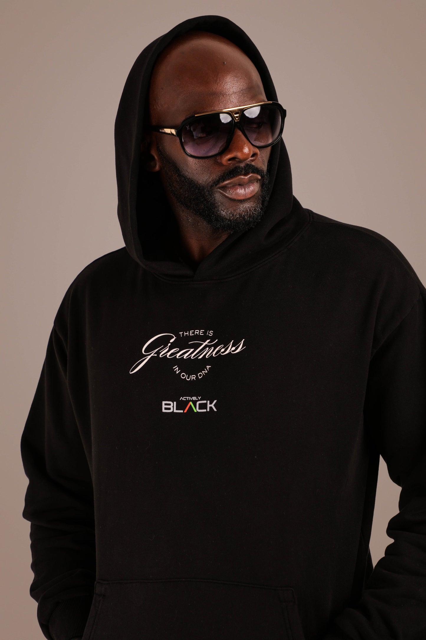 ACTIVELY BLACK COTTON GREATNESS HOODIE