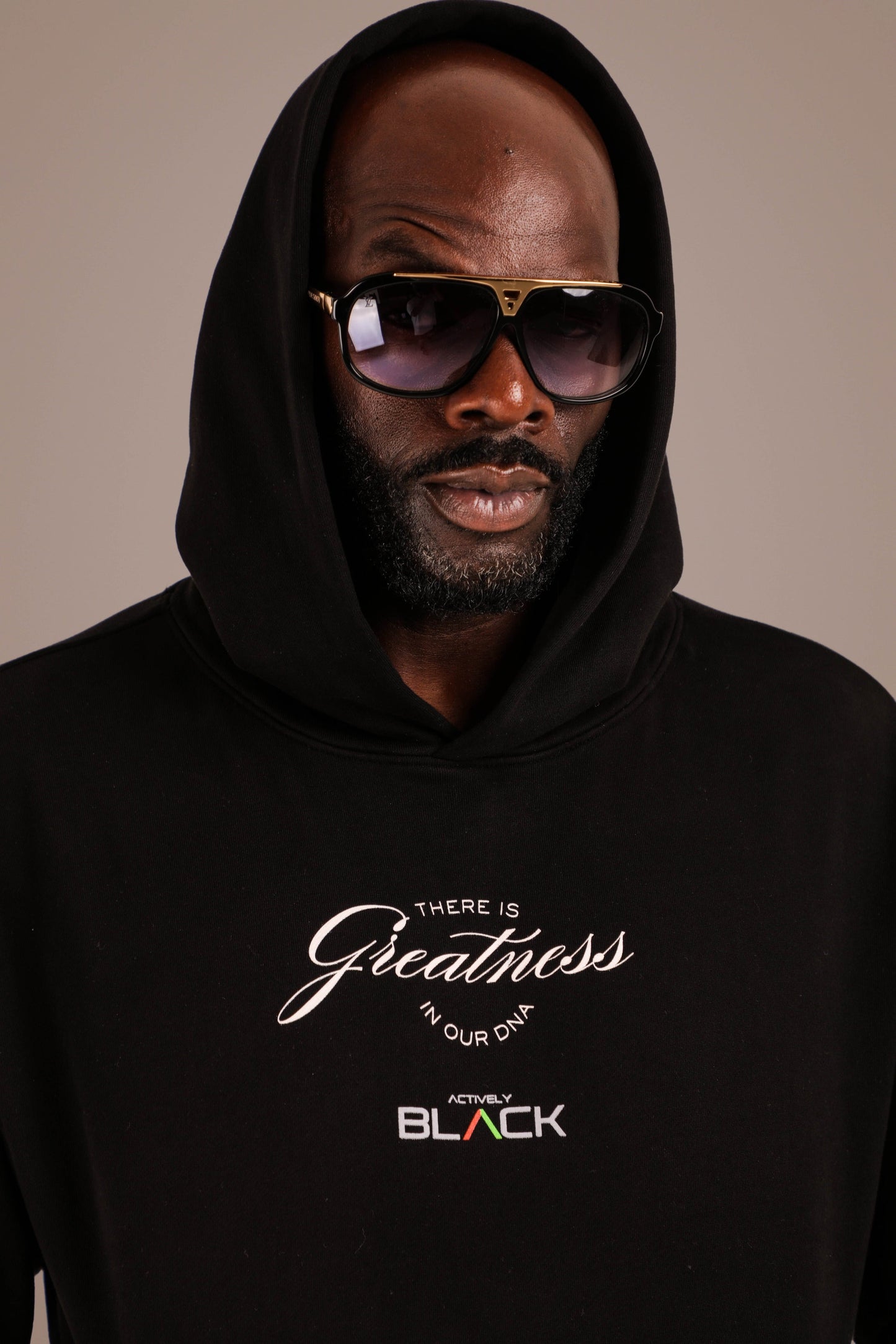 ACTIVELY BLACK COTTON GREATNESS HOODIE