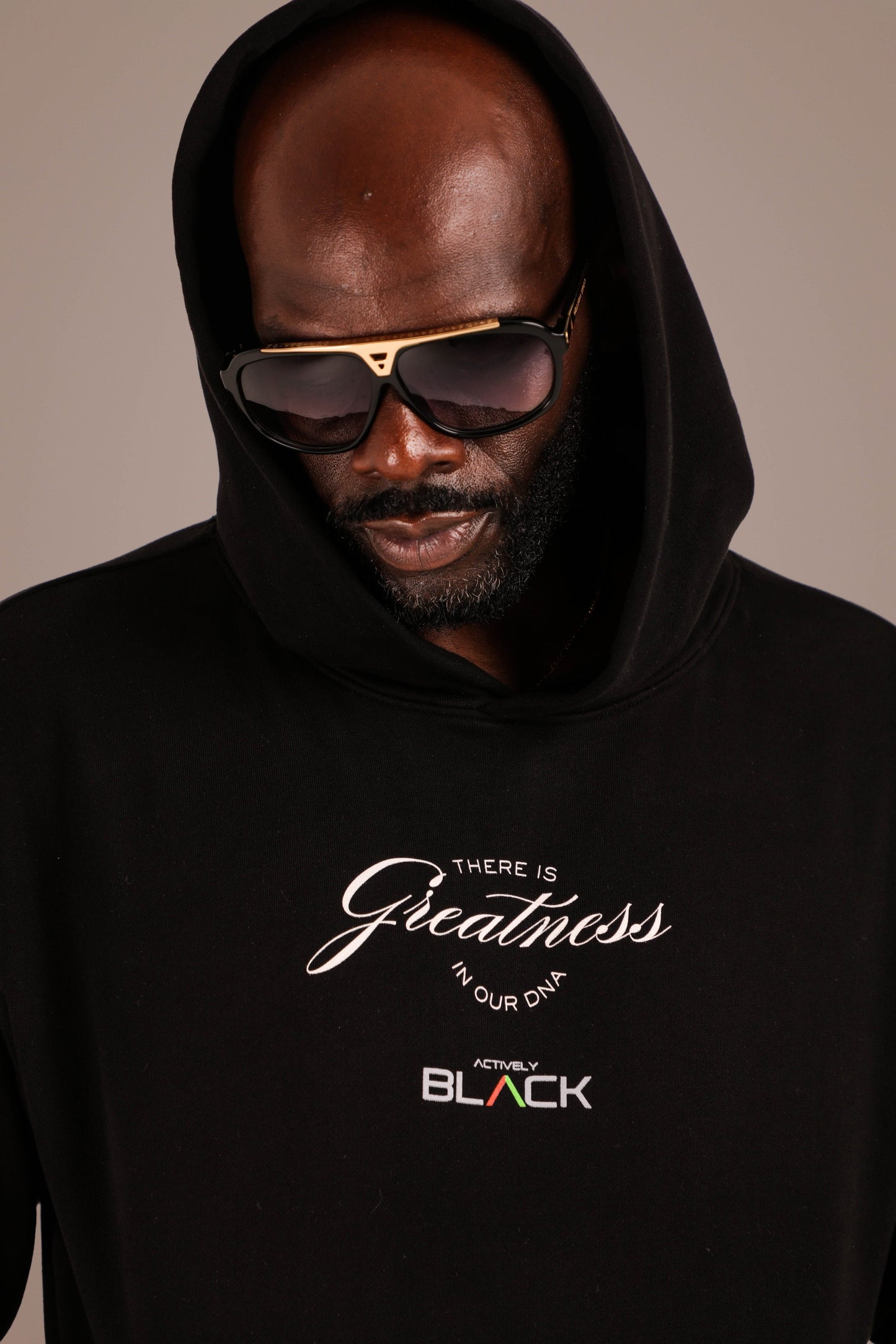 ACTIVELY BLACK COTTON GREATNESS HOODIE