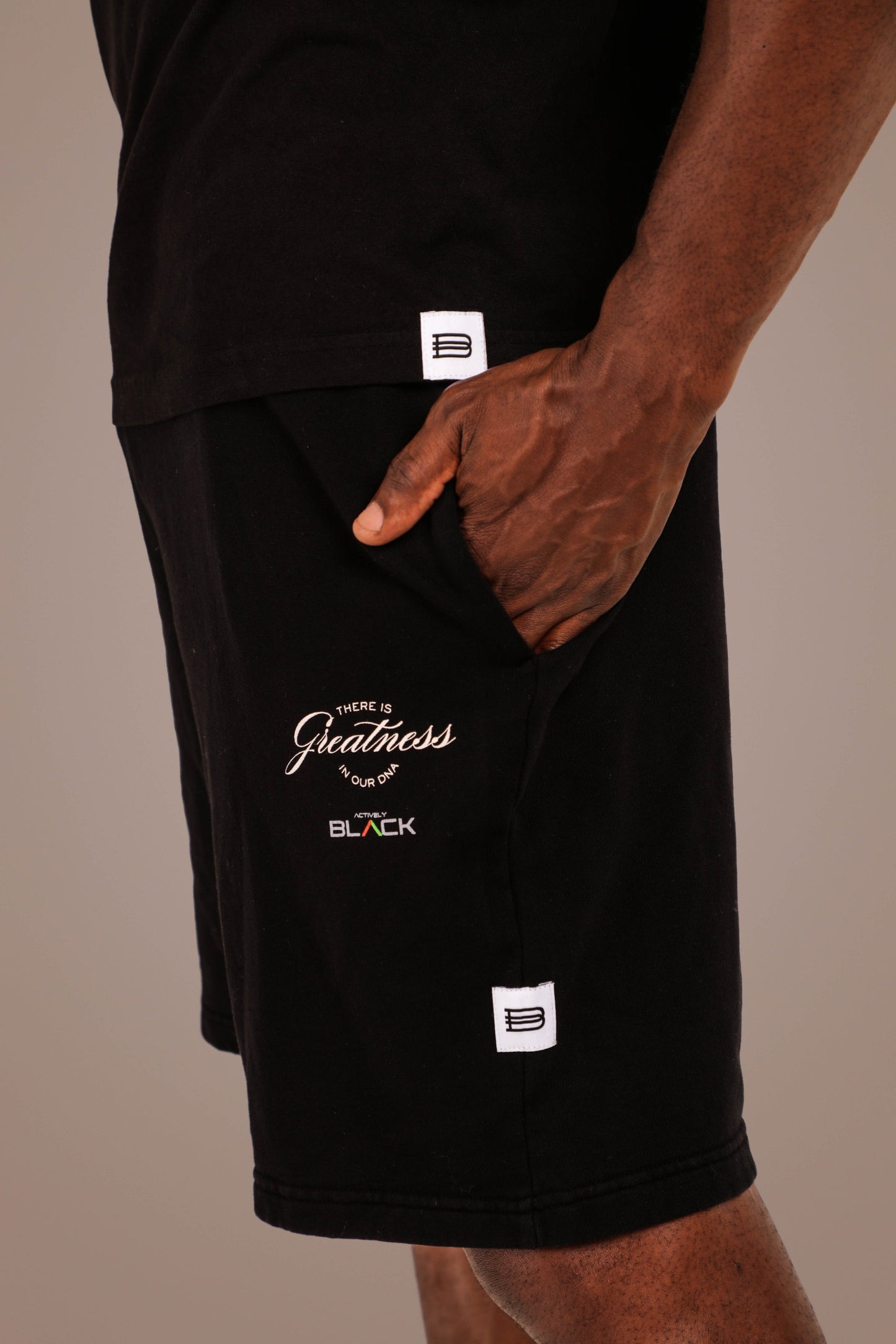 ACTIVELY BLACK COTTON GREATNESS SHORTS