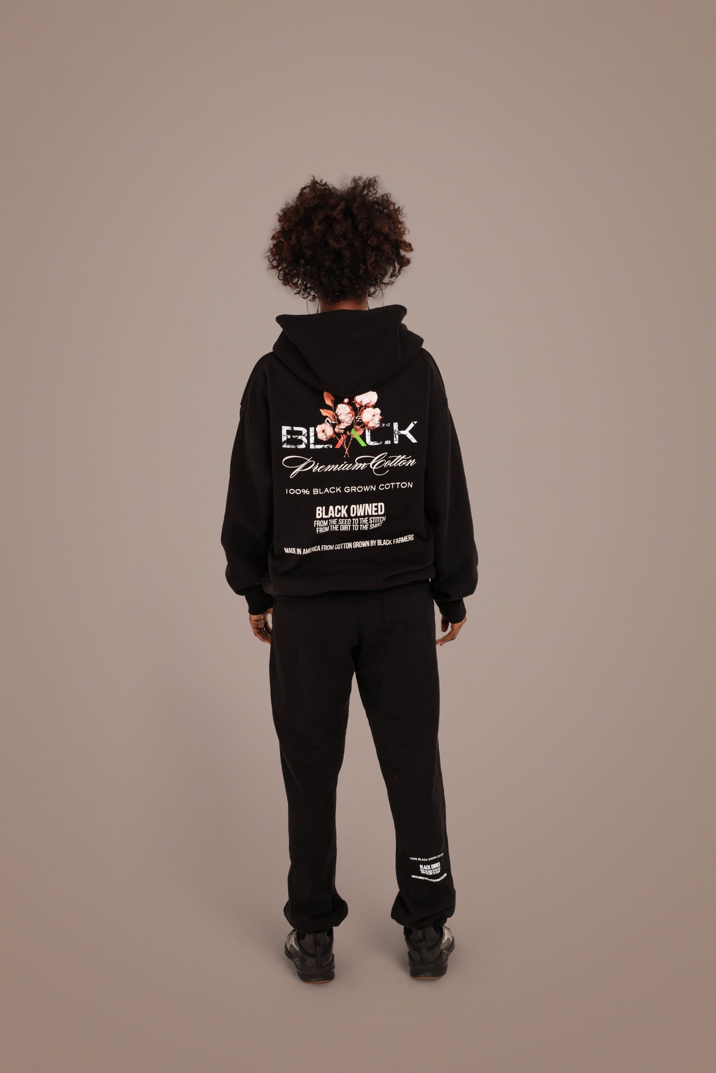 ACTIVELY BLACK COTTON LOGO PANTS