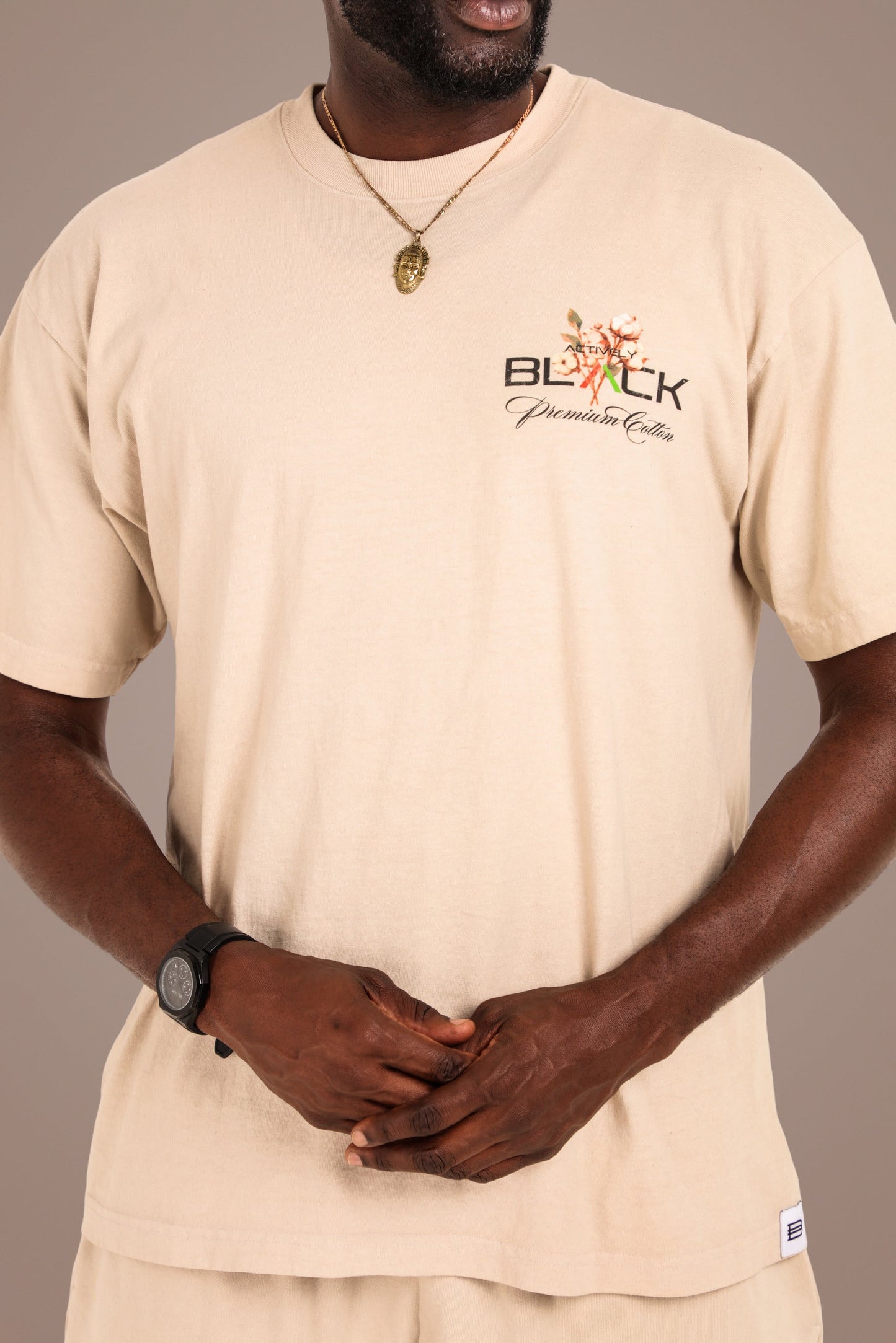 ACTIVELY BLACK COTTON LOGO SHIRT