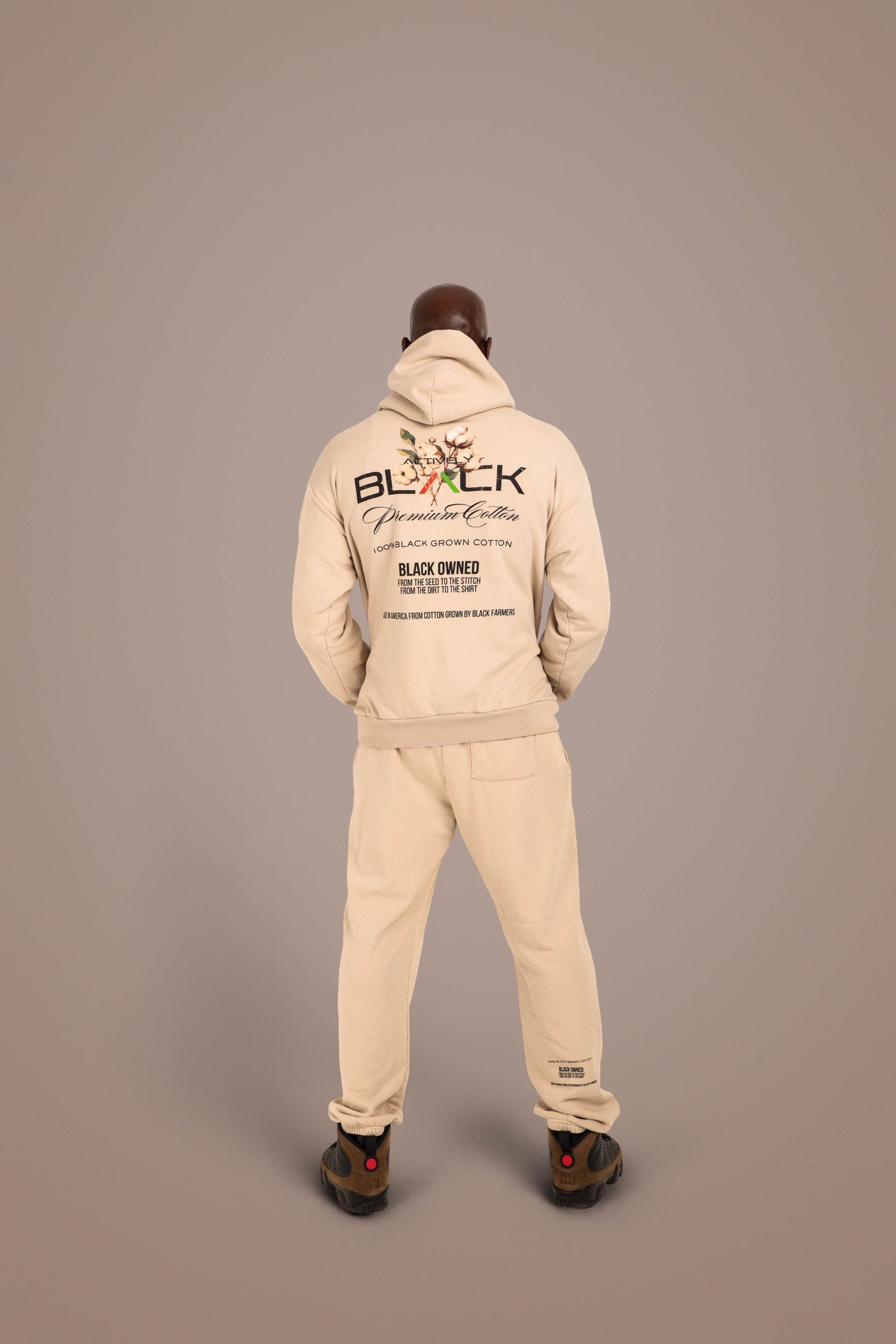ACTIVELY BLACK COTTON LOGO PANTS