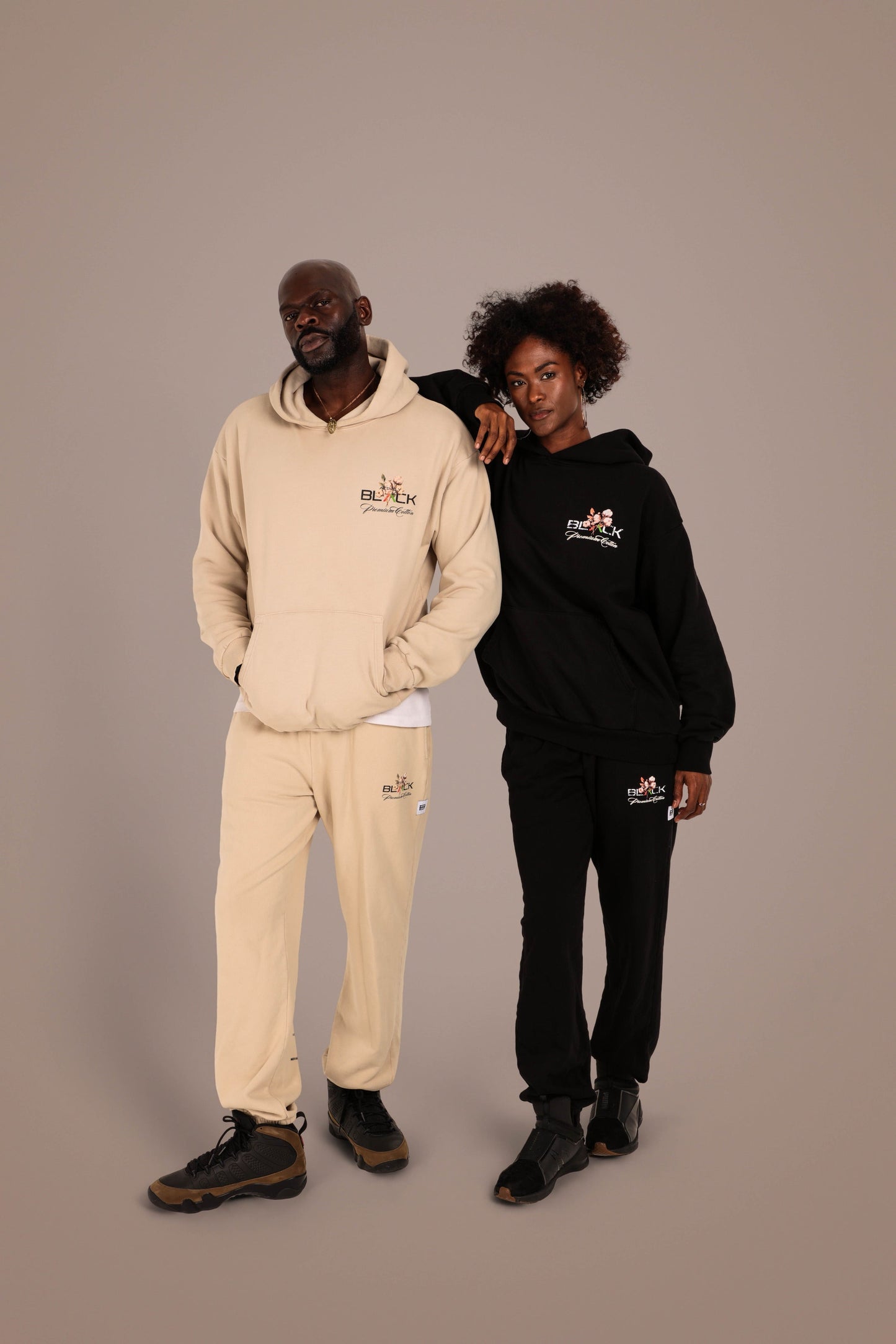 ACTIVELY BLACK COTTON LOGO PANTS