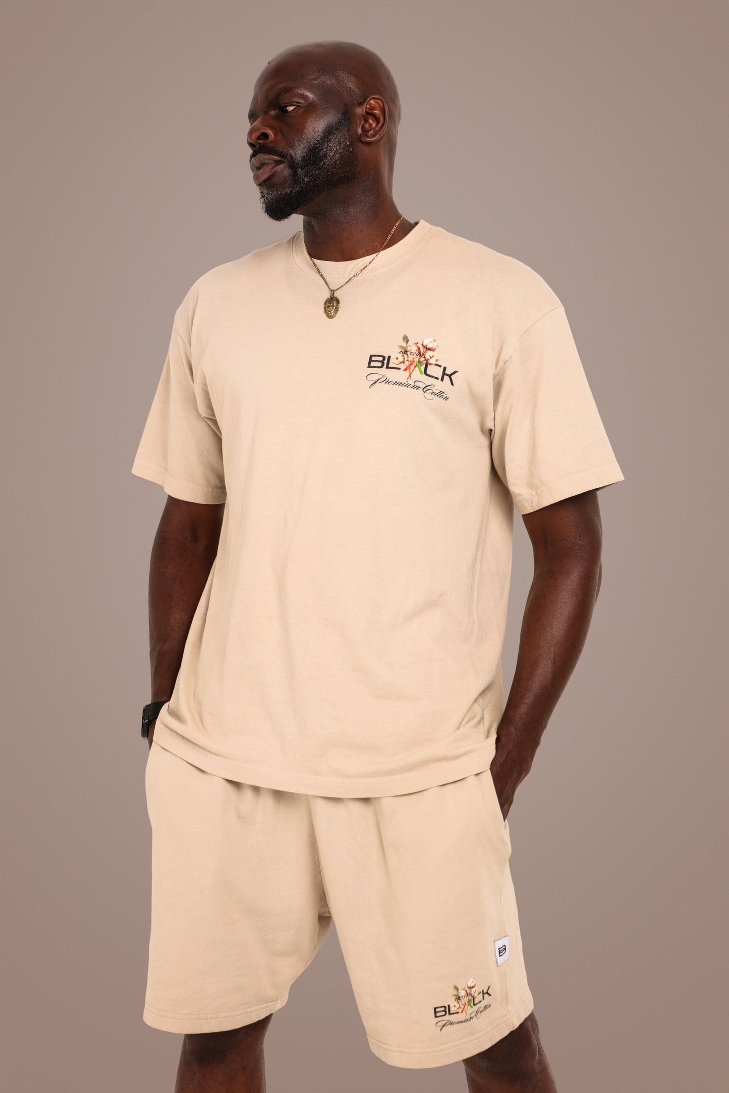 ACTIVELY BLACK COTTON LOGO SHIRT