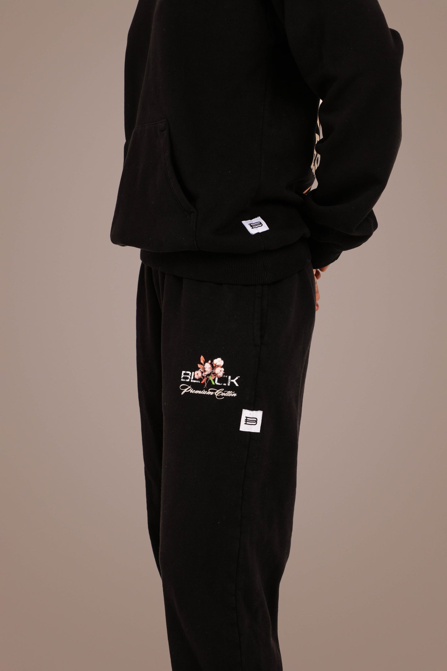 ACTIVELY BLACK COTTON LOGO PANTS