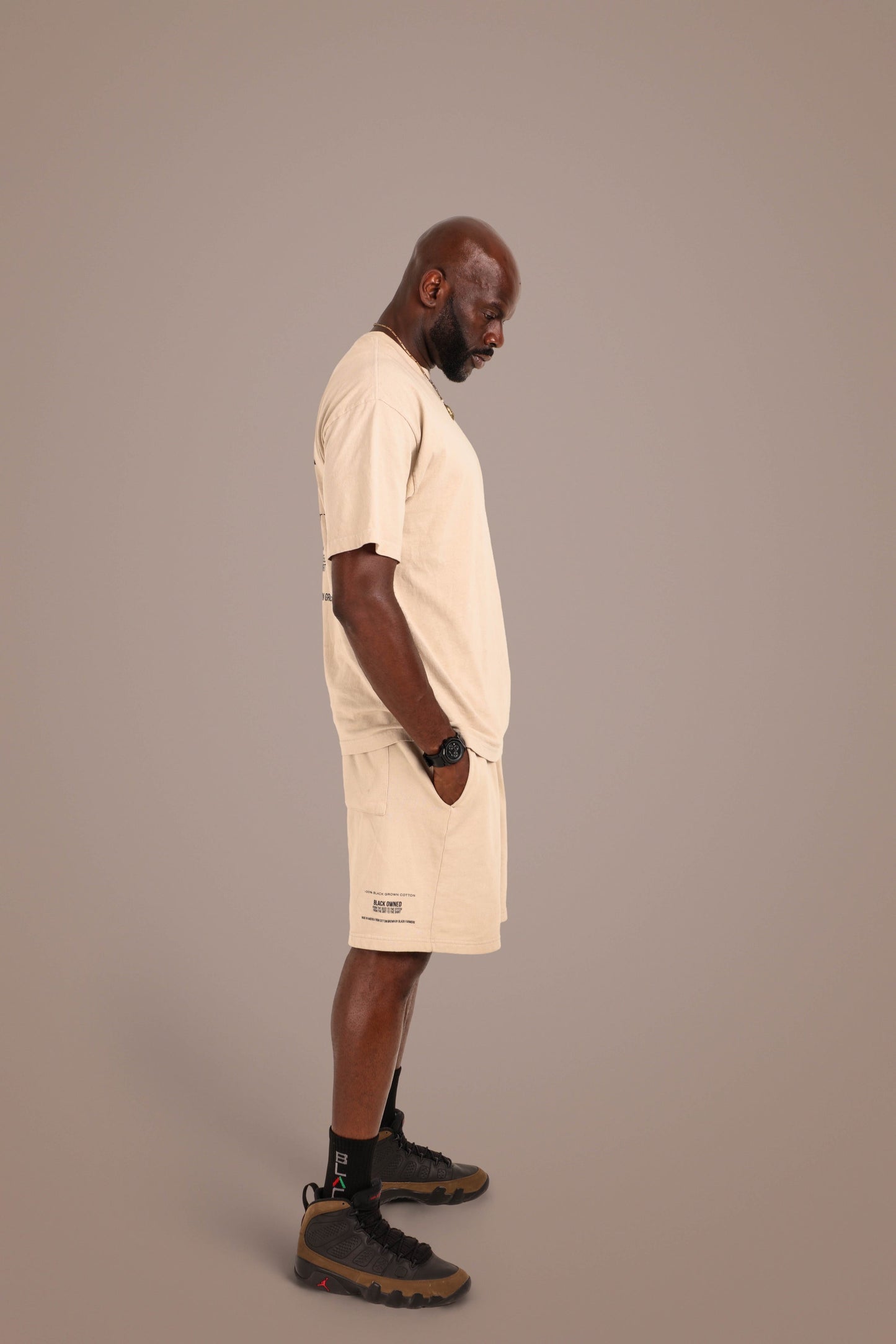 ACTIVELY BLACK COTTON LOGO SHORTS