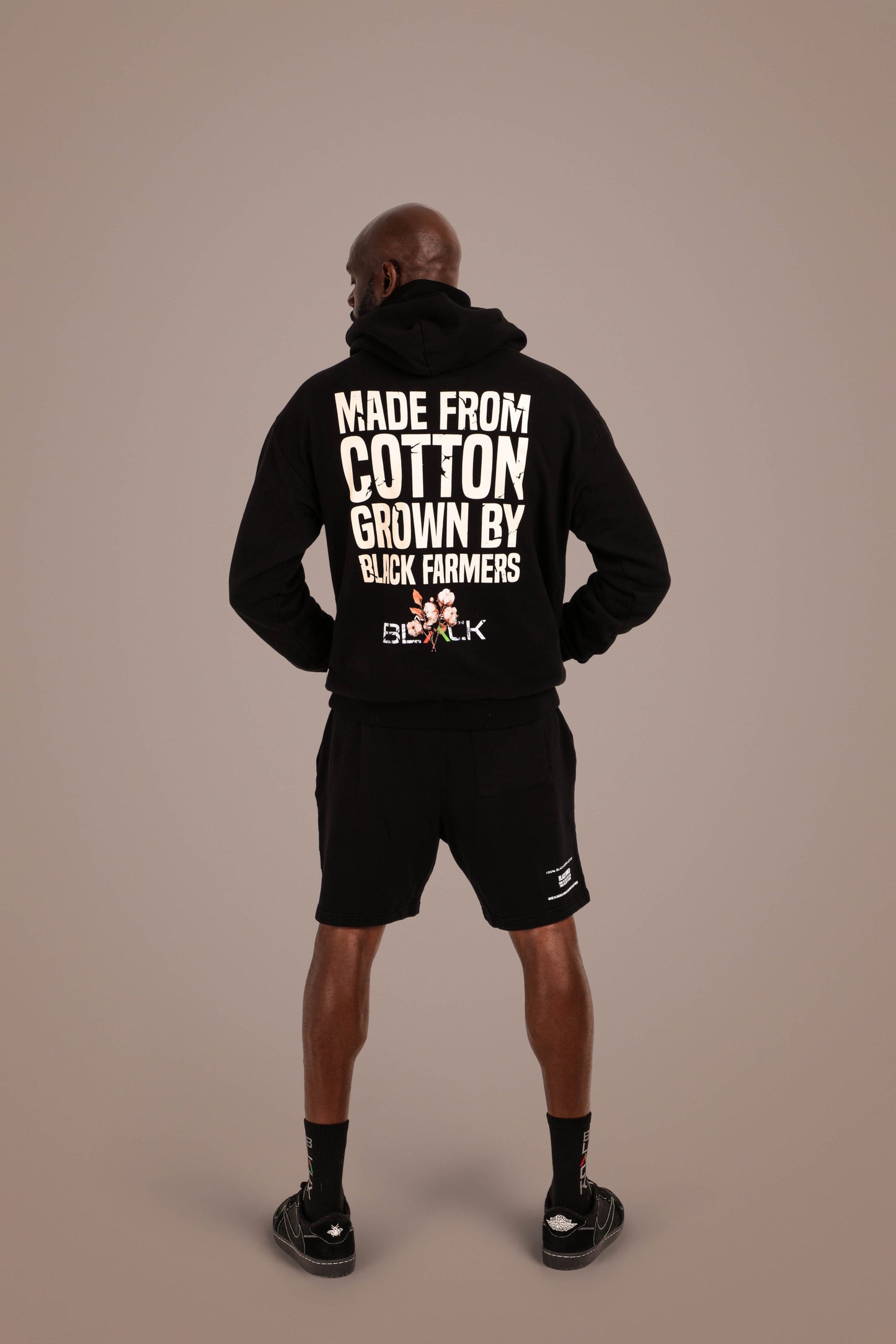 ACTIVELY BLACK COTTON LOGO SHORTS