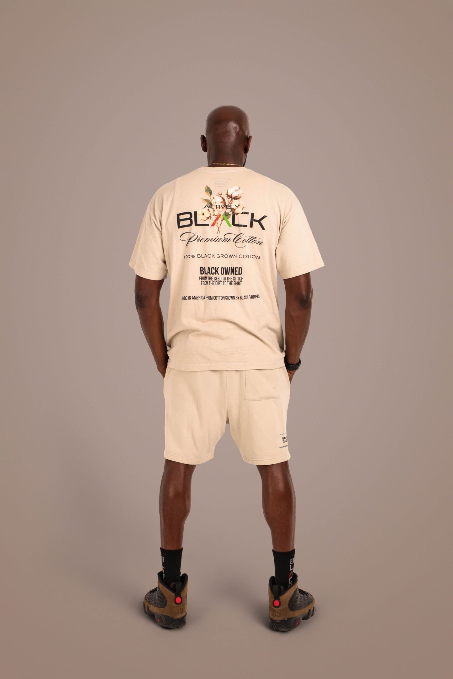 ACTIVELY BLACK COTTON LOGO SHORTS