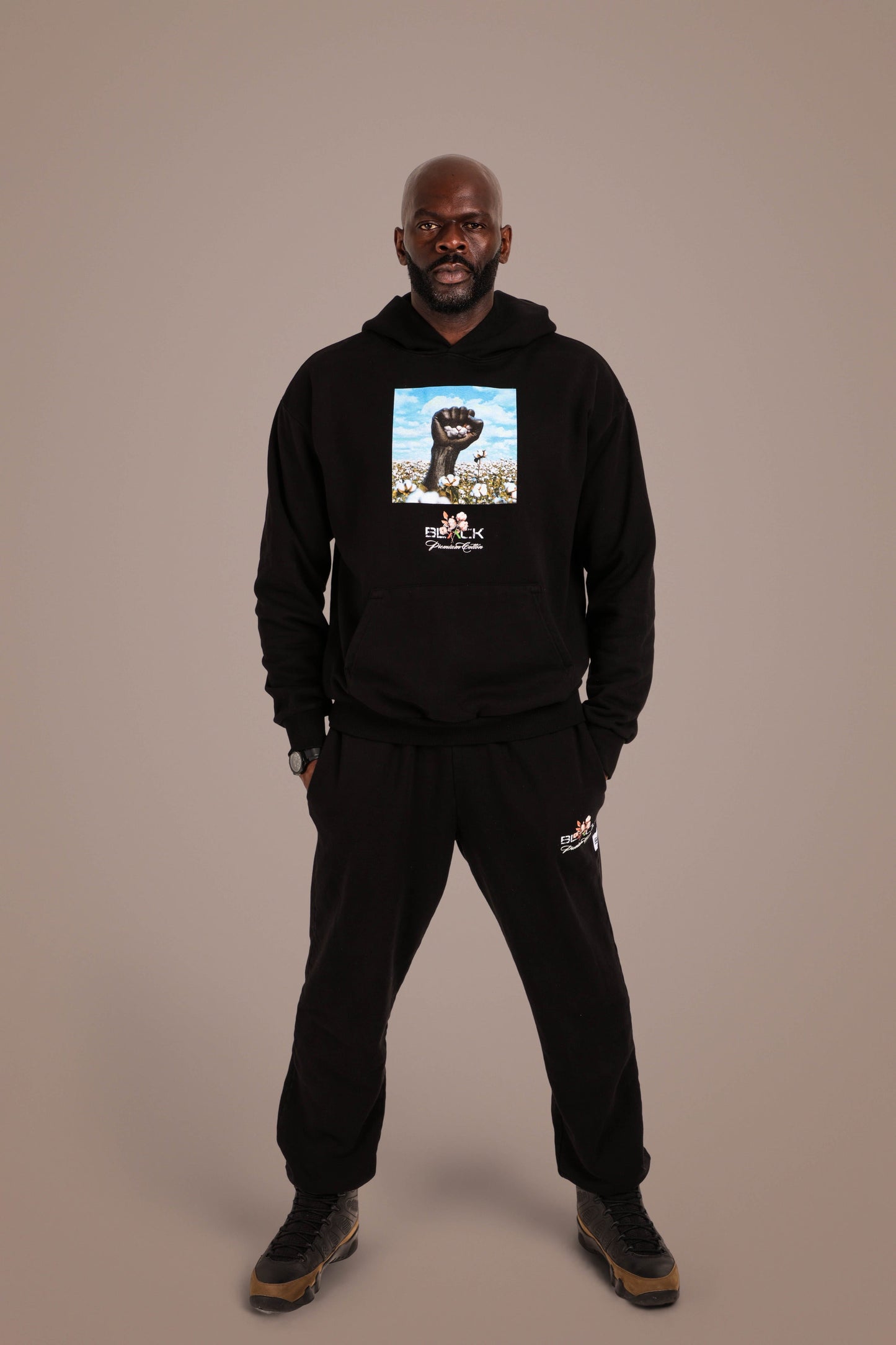 ACTIVELY BLACK COTTON RECLAIM HOODIE