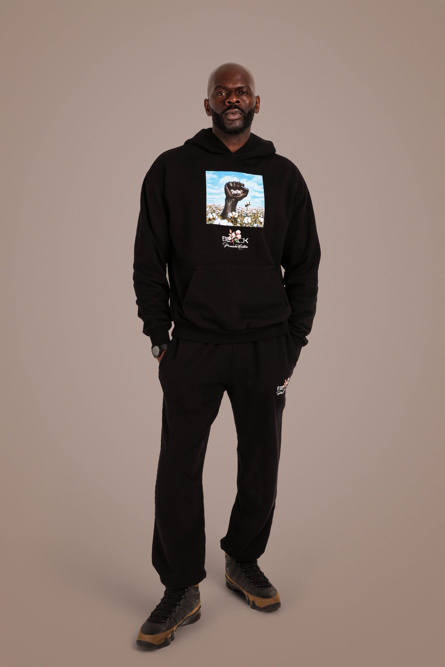 ACTIVELY BLACK COTTON RECLAIM HOODIE