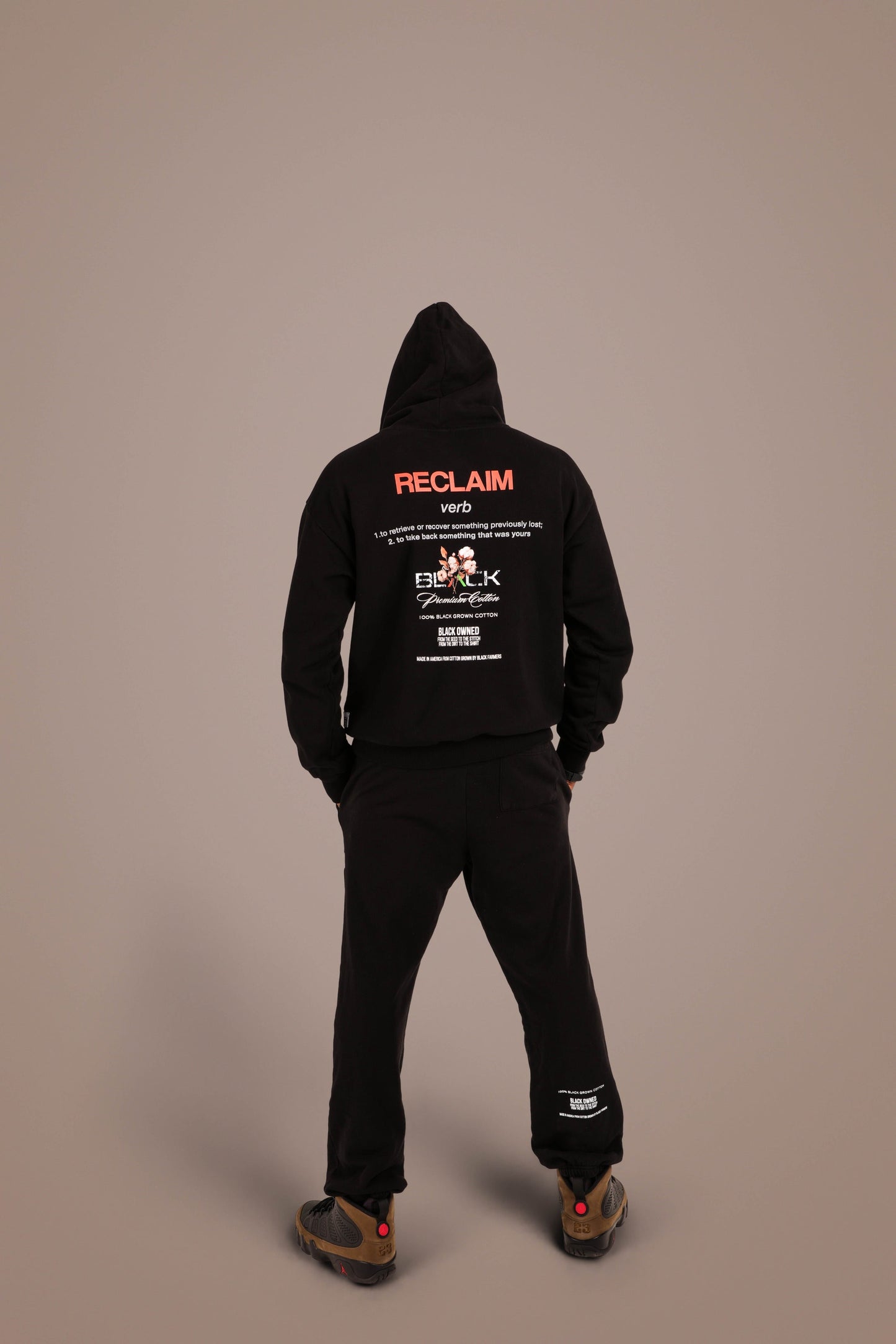 ACTIVELY BLACK COTTON RECLAIM HOODIE