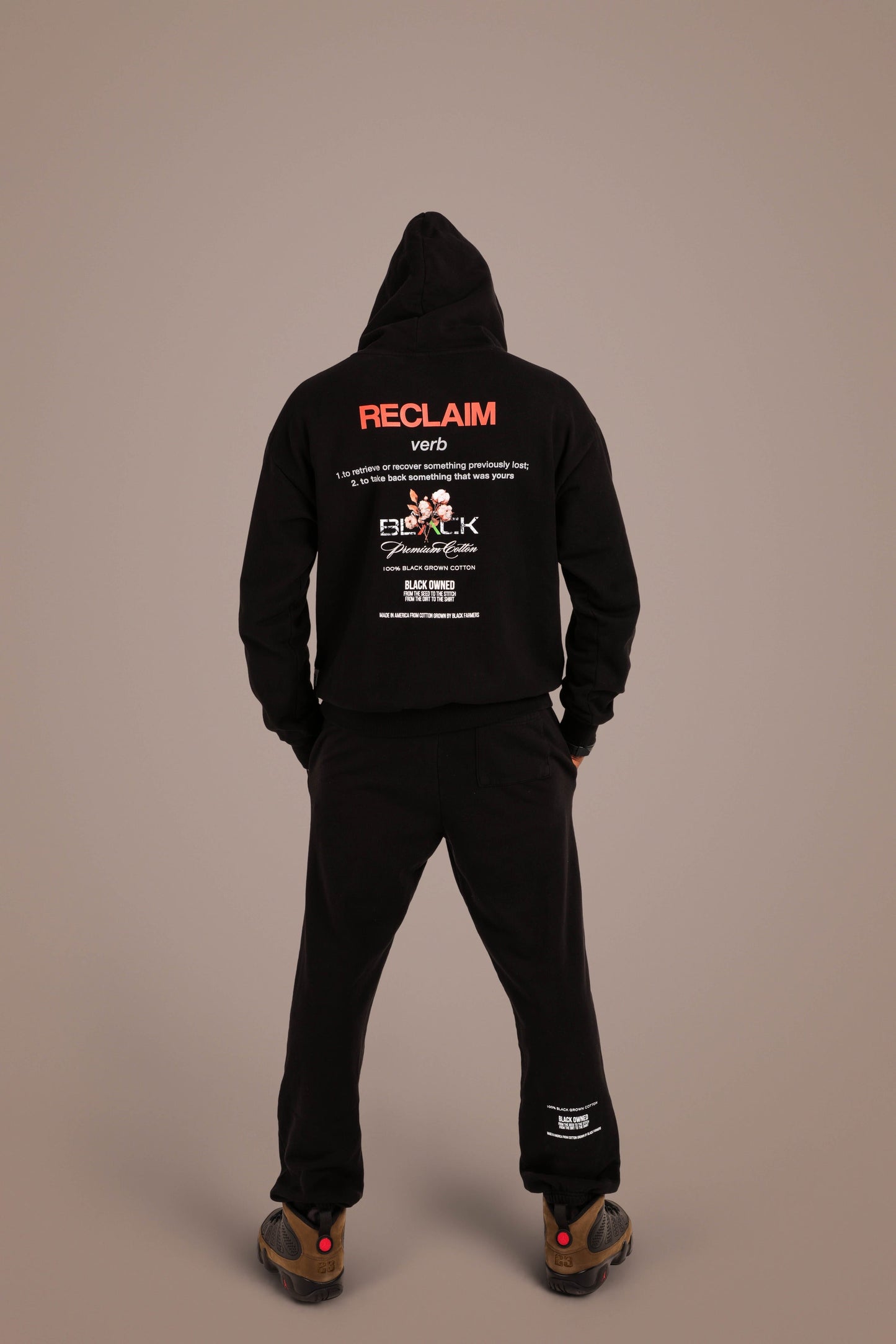 ACTIVELY BLACK COTTON RECLAIM HOODIE