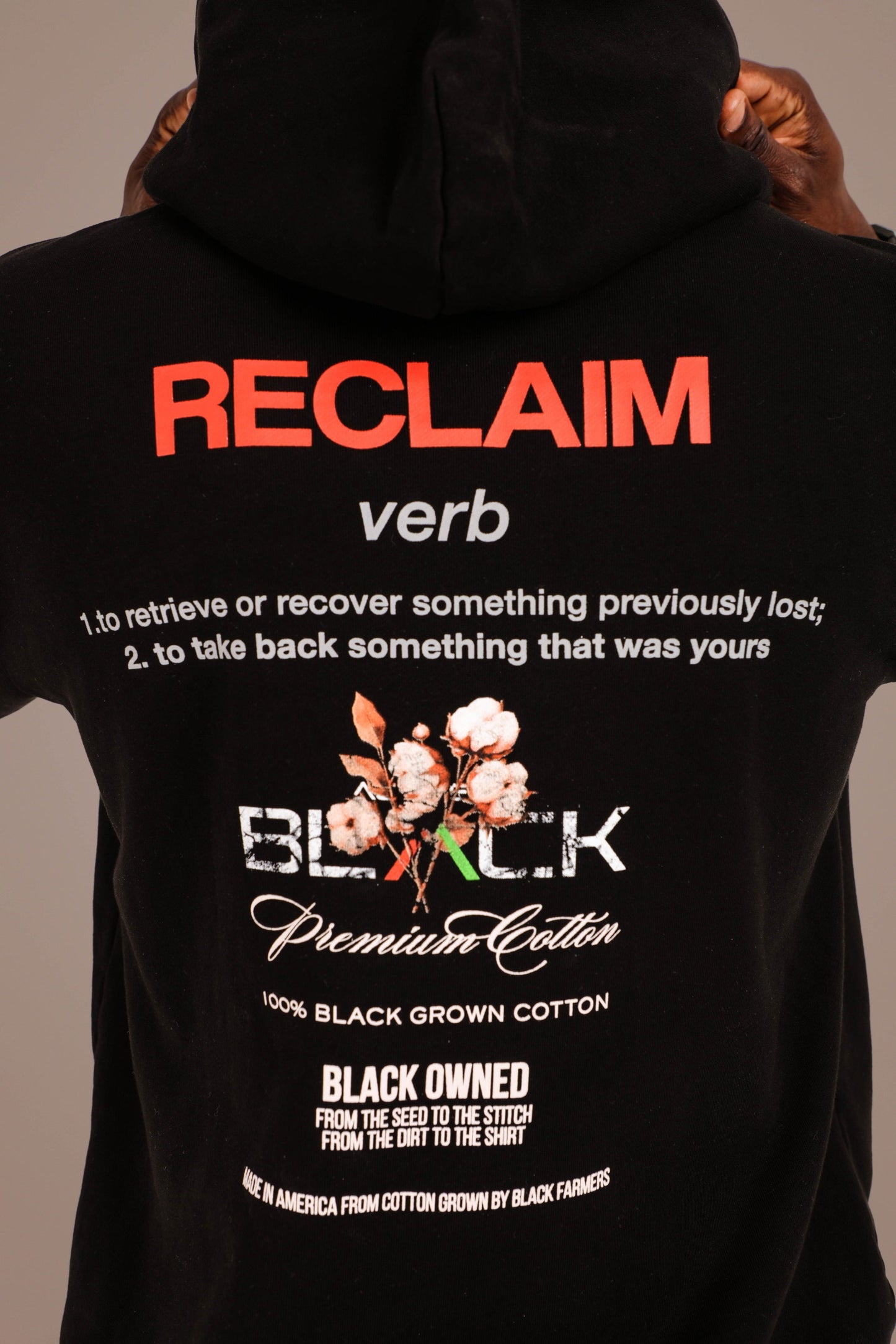ACTIVELY BLACK COTTON RECLAIM HOODIE