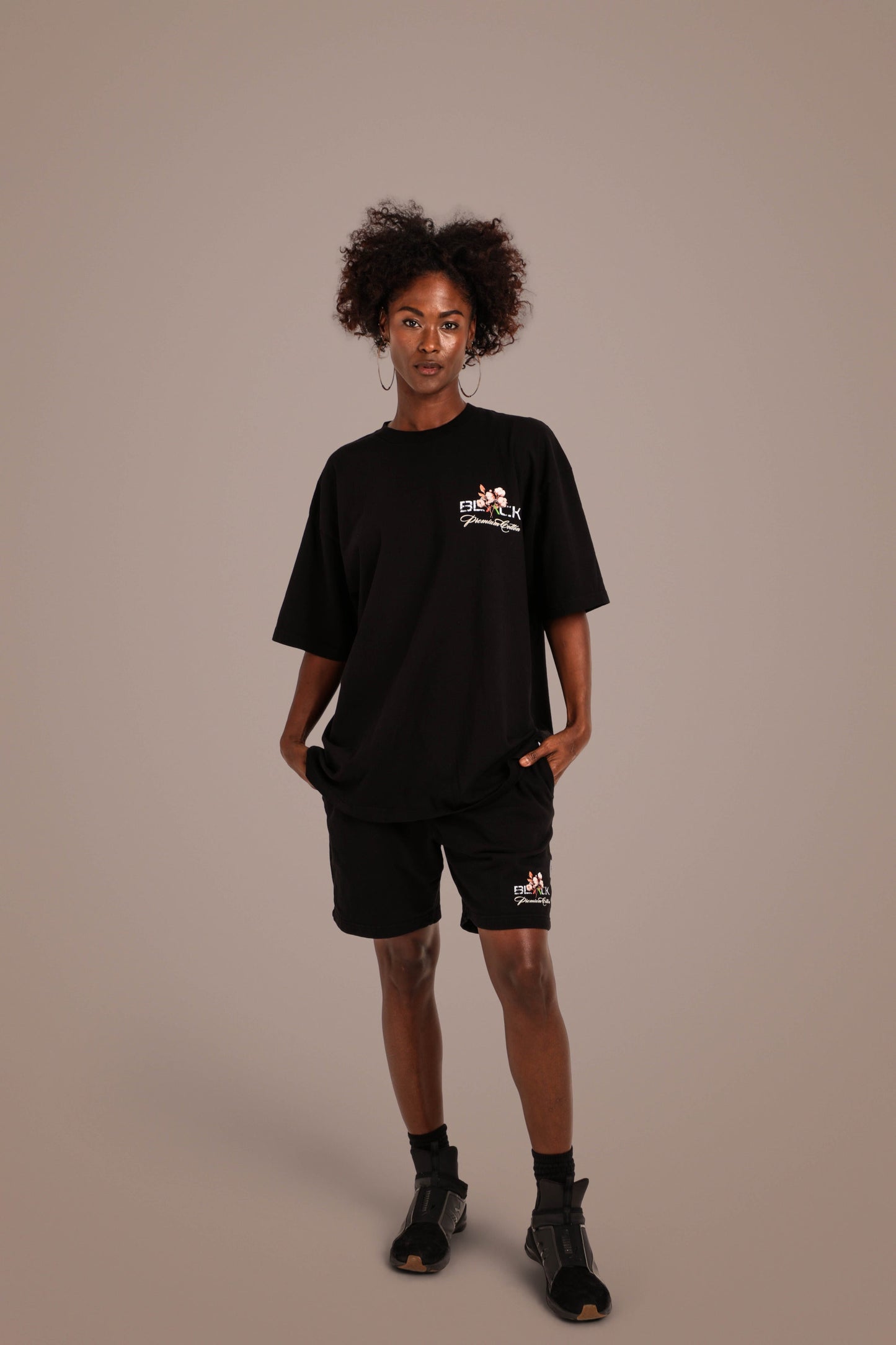 ACTIVELY BLACK COTTON LOGO SHIRT