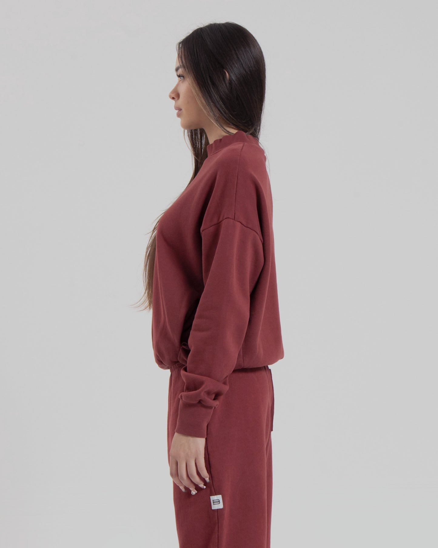 WOMENS MOCK NECK SWEATER - MARSALA