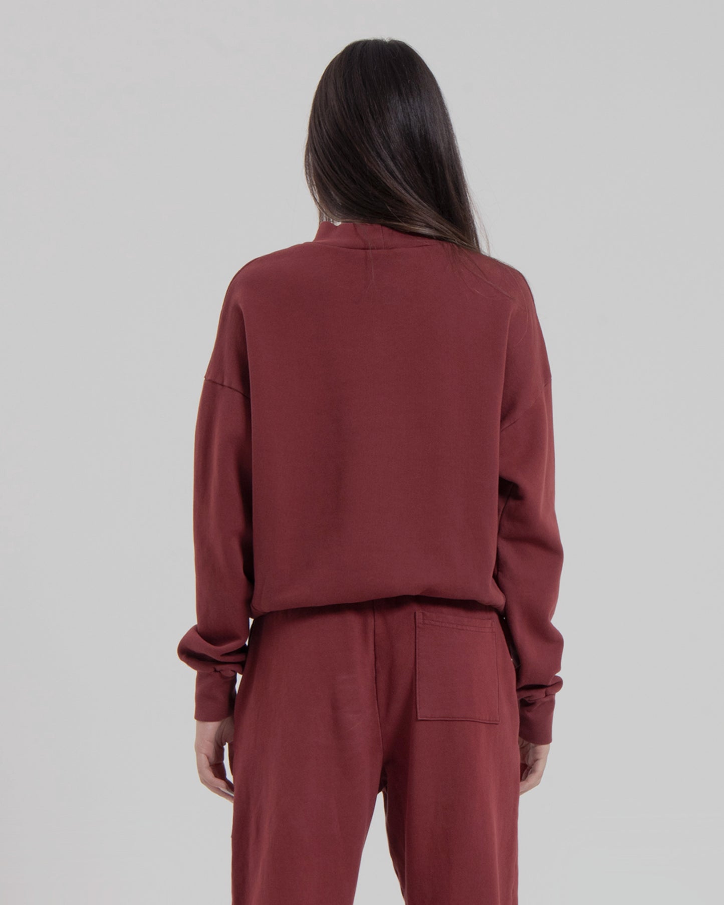WOMENS MOCK NECK SWEATER - MARSALA