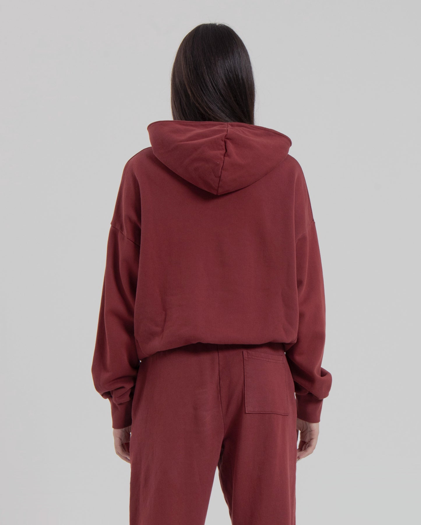 WOMENS MOCK NECK HOOD - MARSALA