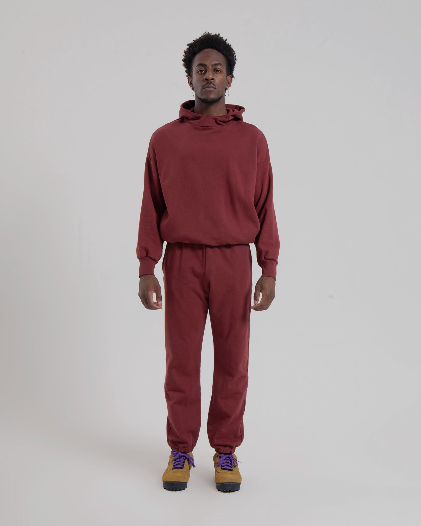 MENS MOCK NECK HOOD - MARSALA