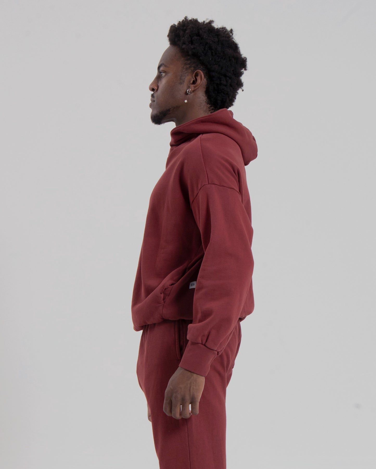MENS MOCK NECK HOOD - MARSALA