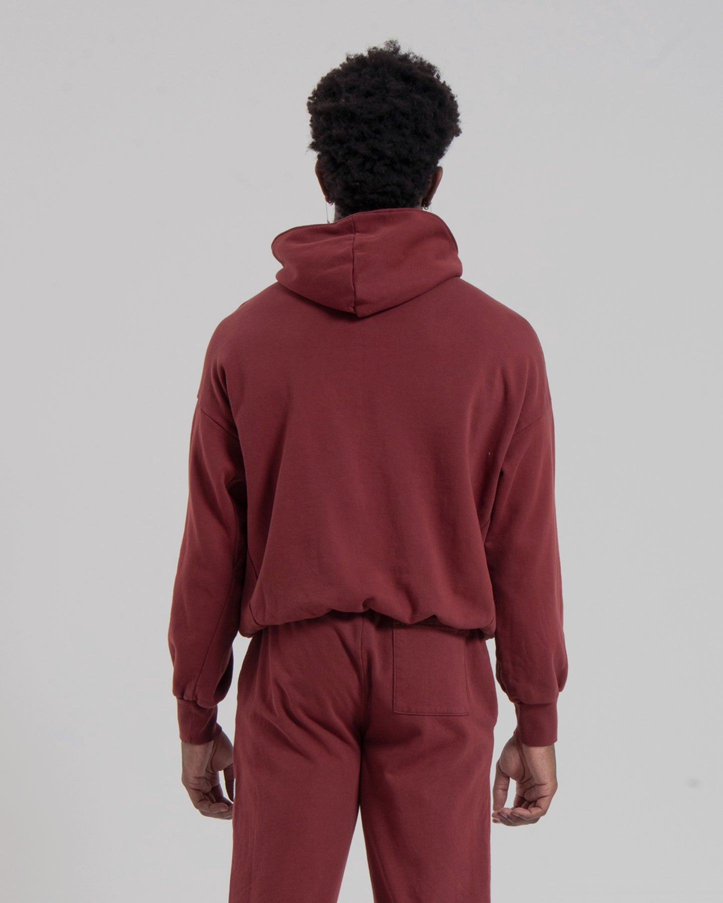 MENS MOCK NECK HOOD - MARSALA
