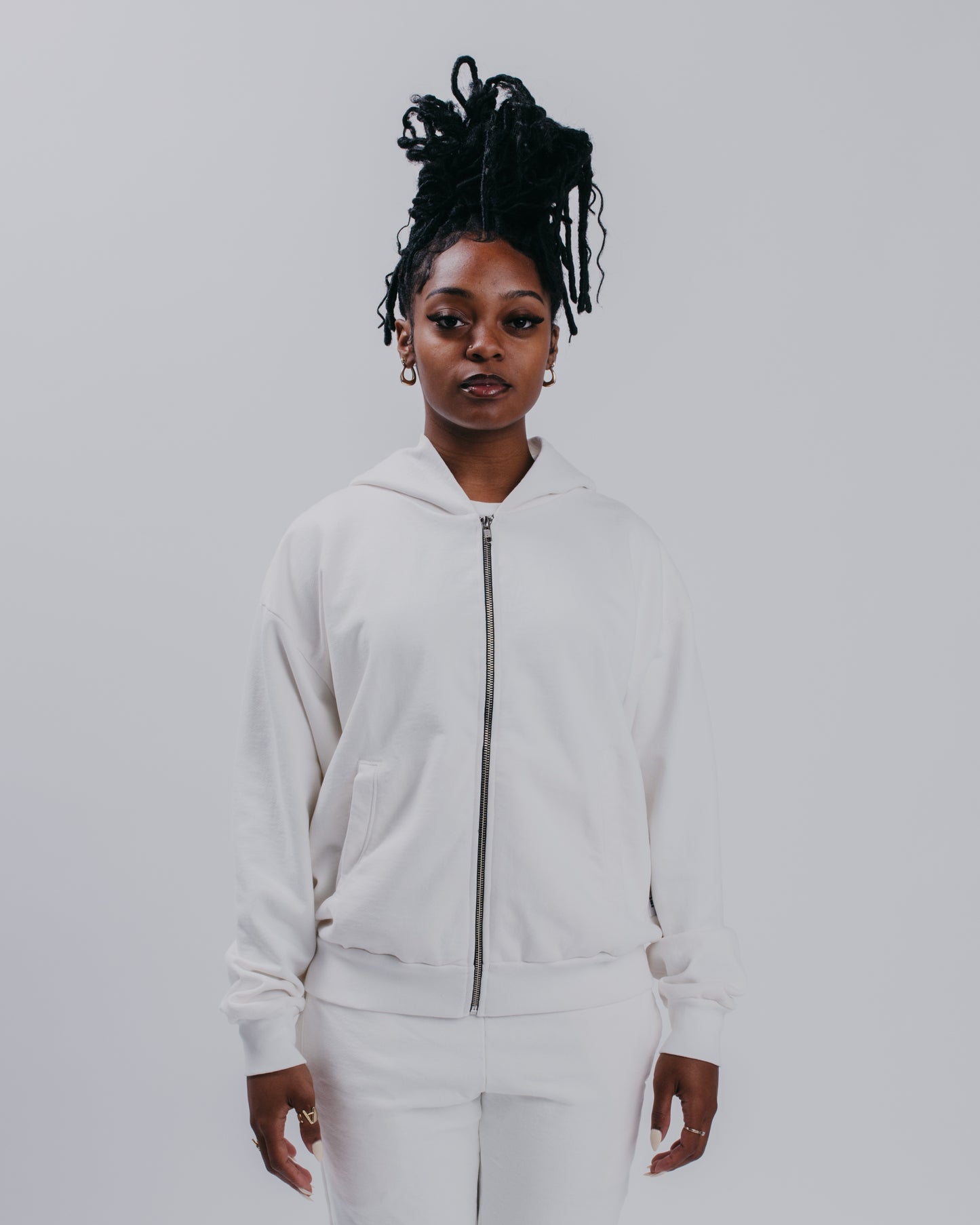 WOMENS ZIP HOODIE - BLANC DE BLANC