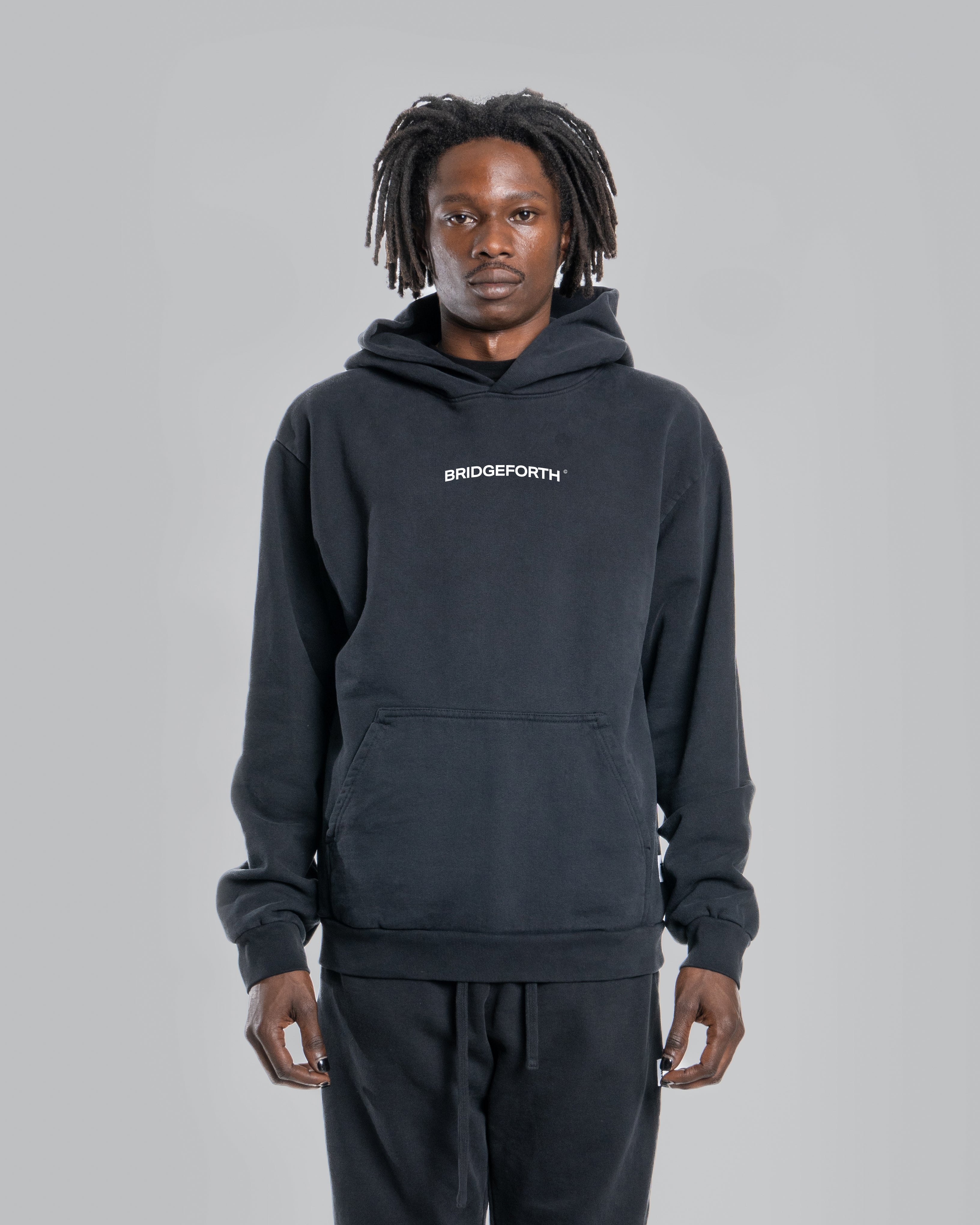 BRIDGEFORTH ARCH HEAVYWEIGHT HOOD - JET BLACK – Bridgeforth Cotton