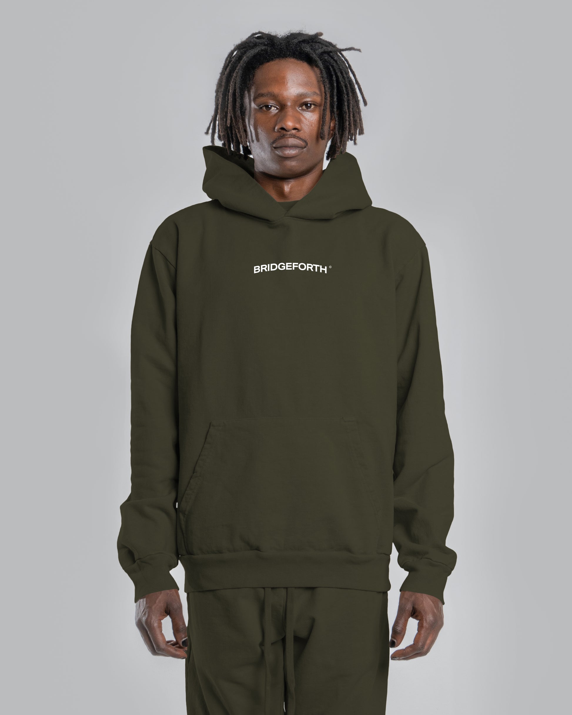 BRIDGEFORTH ARCH HEAVYWEIGHT HOOD - OLIVE NIGHT – Bridgeforth Cotton