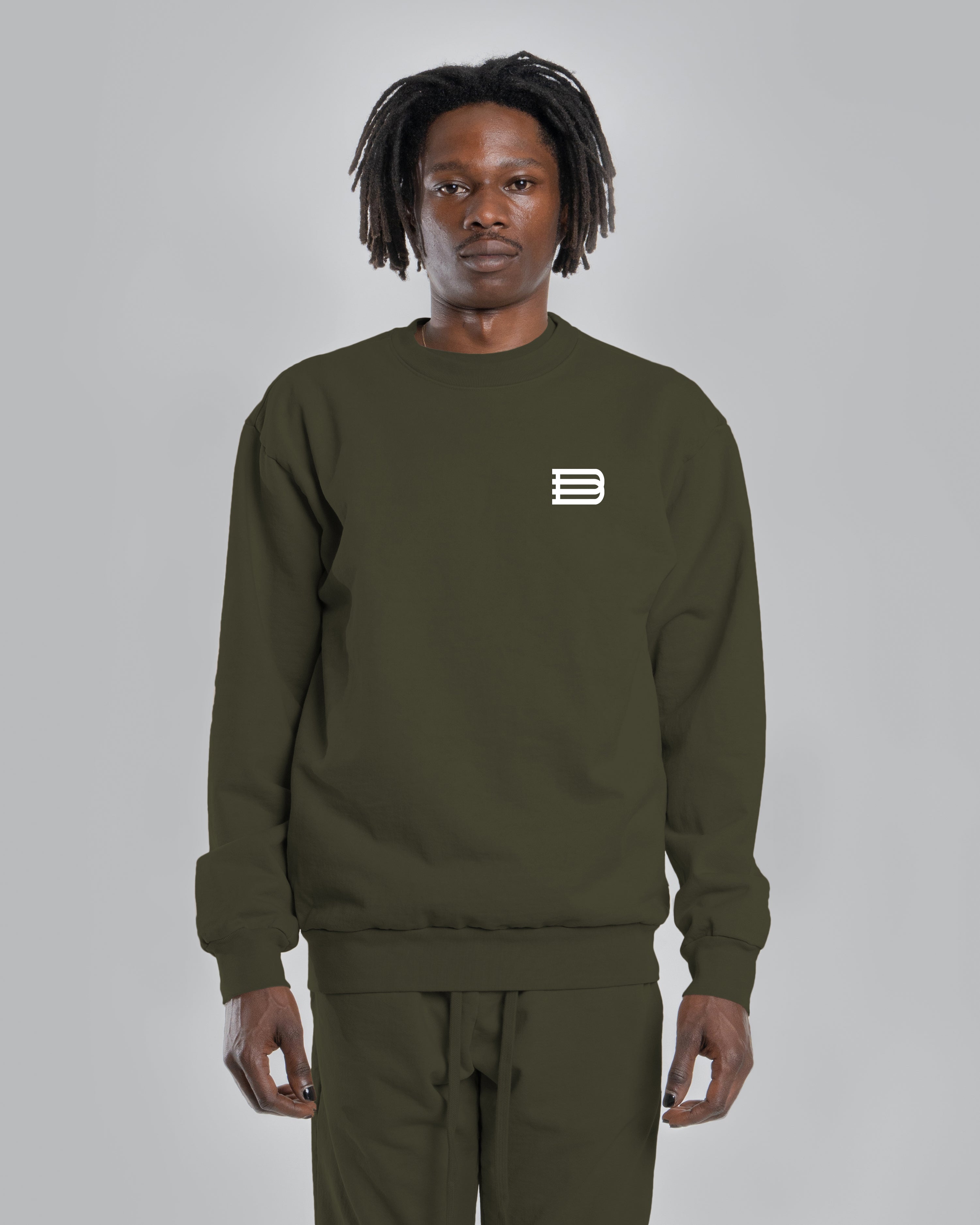 BRIDGEFORTH DOUBLE B SWEATER - OLIVE NIGHT – Bridgeforth Cotton