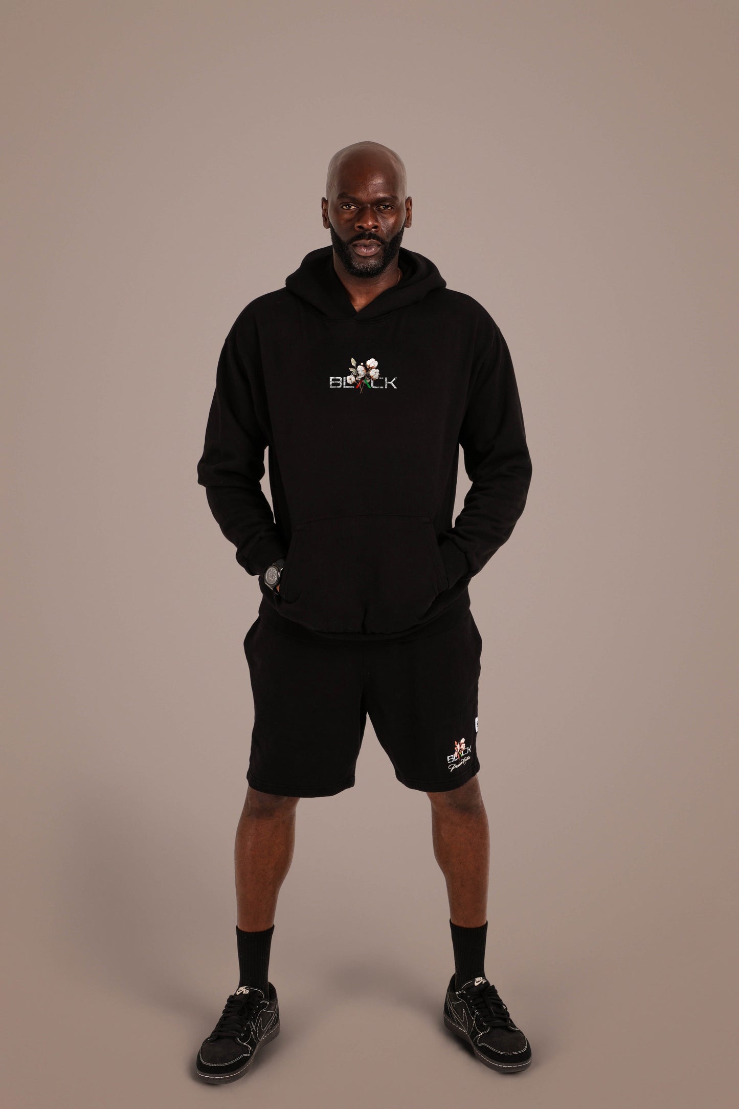 ACTIVELY BLACK COTTON MADE HOODIE