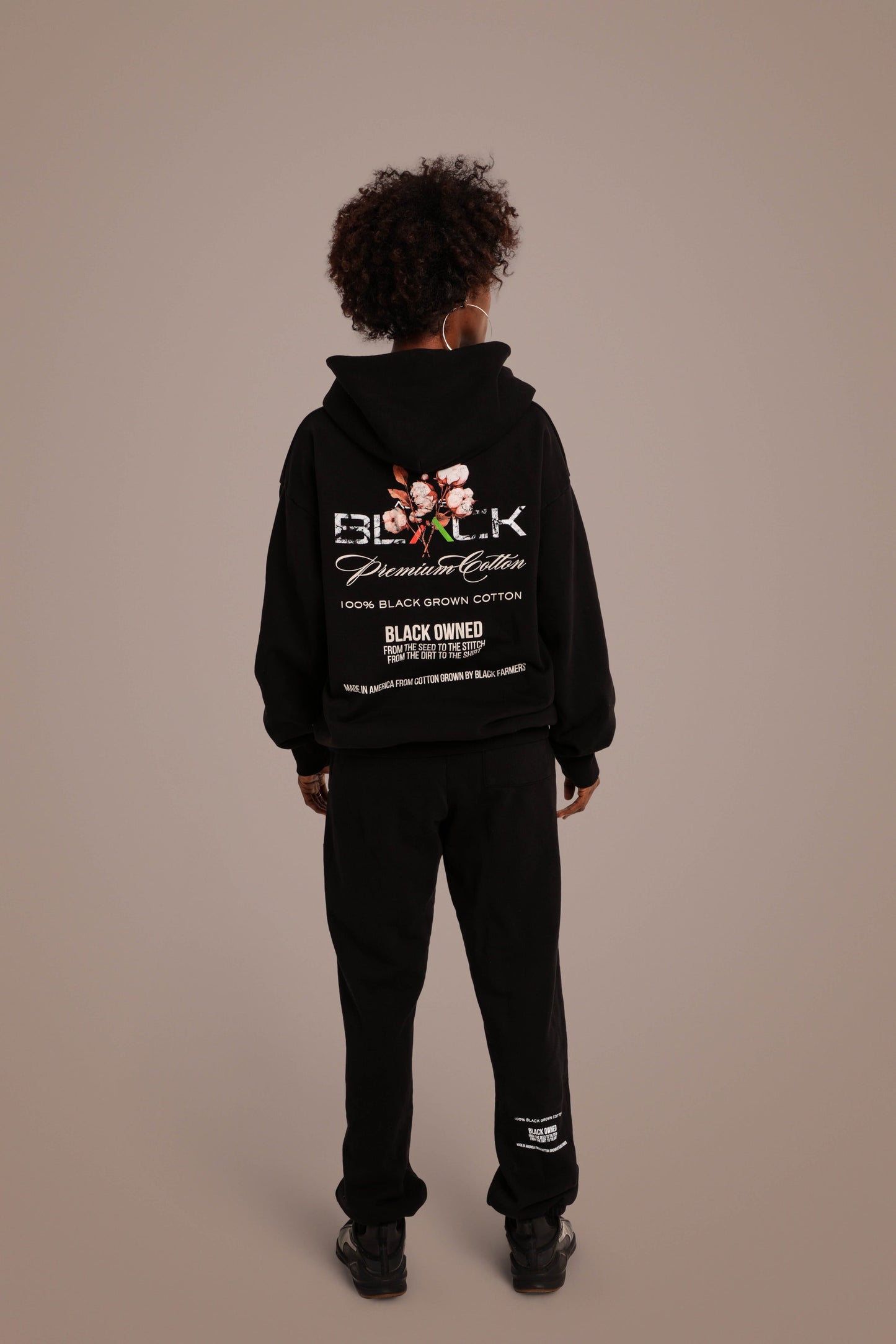 ACTIVELY BLACK COTTON LOGO HOODIE