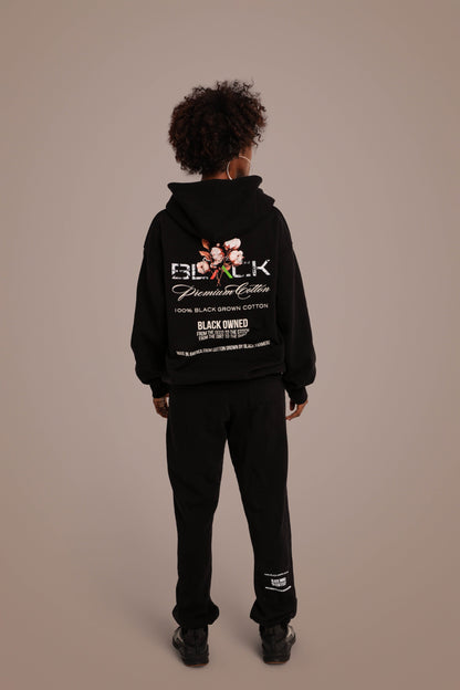 ACTIVELY BLACK COTTON LOGO HOODIE