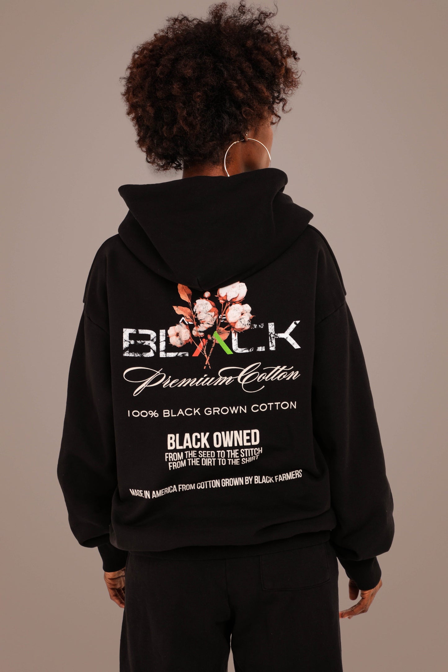 ACTIVELY BLACK COTTON LOGO HOODIE