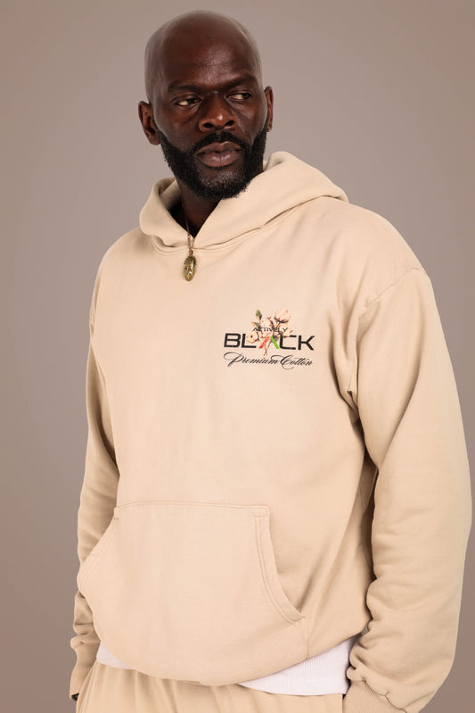 ACTIVELY BLACK COTTON LOGO HOODIE