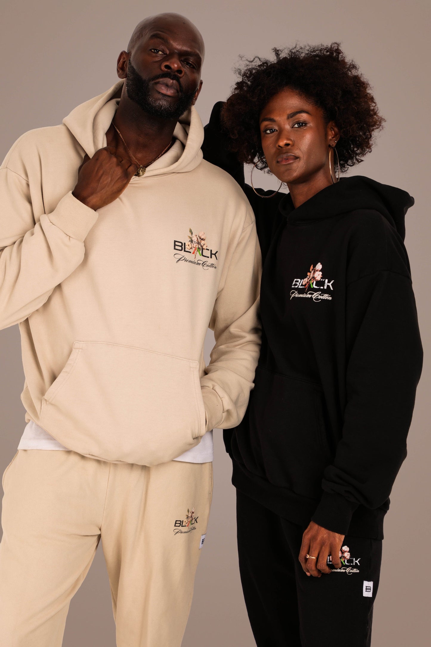 ACTIVELY BLACK COTTON LOGO HOODIE