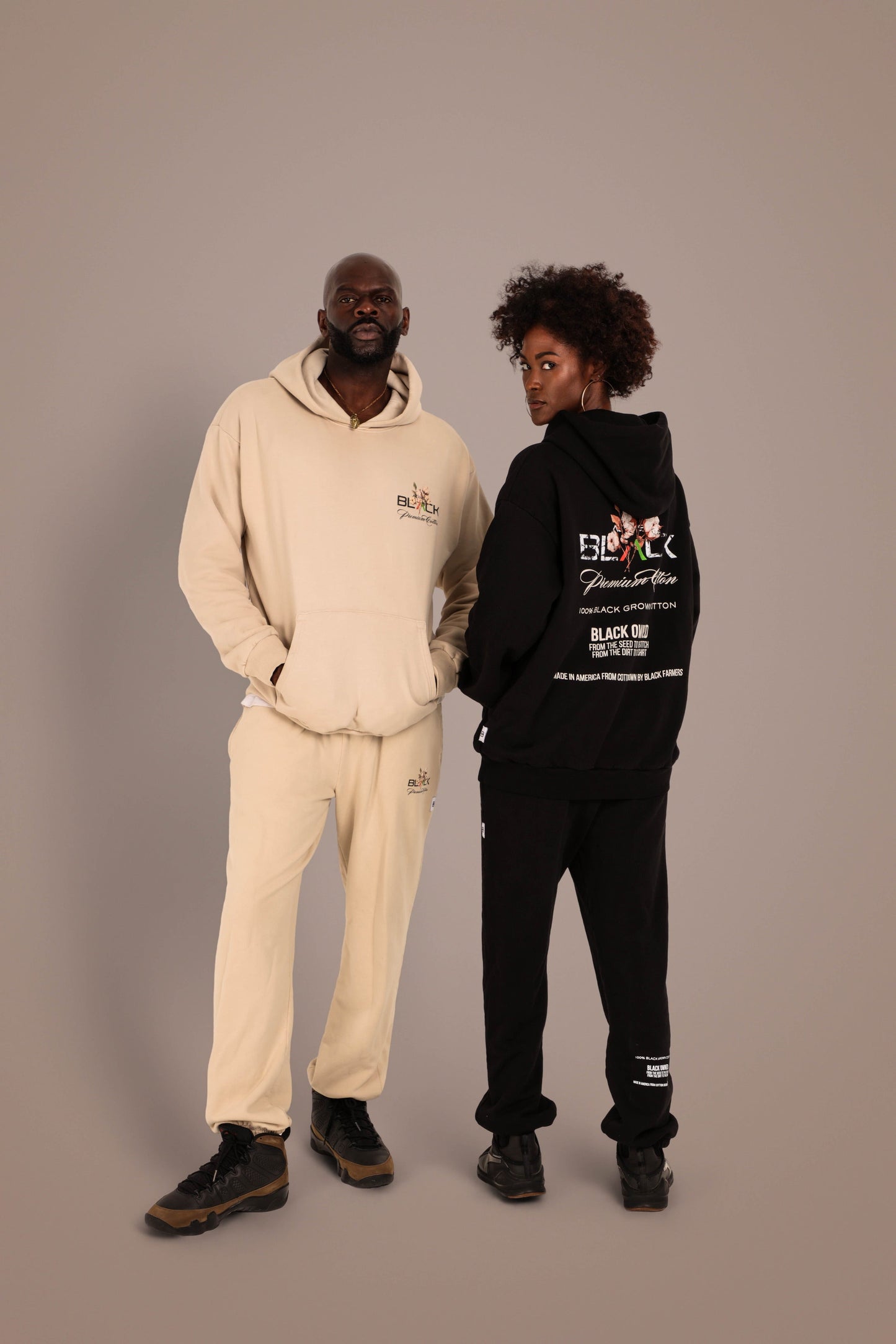 ACTIVELY BLACK COTTON LOGO HOODIE