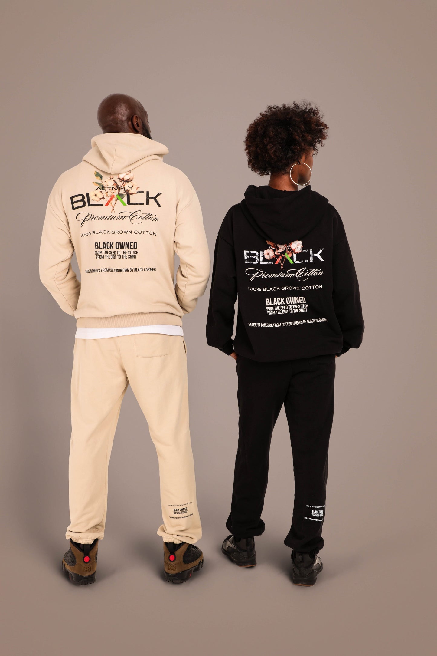 ACTIVELY BLACK COTTON LOGO PANTS