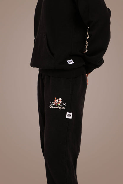 ACTIVELY BLACK COTTON LOGO PANTS
