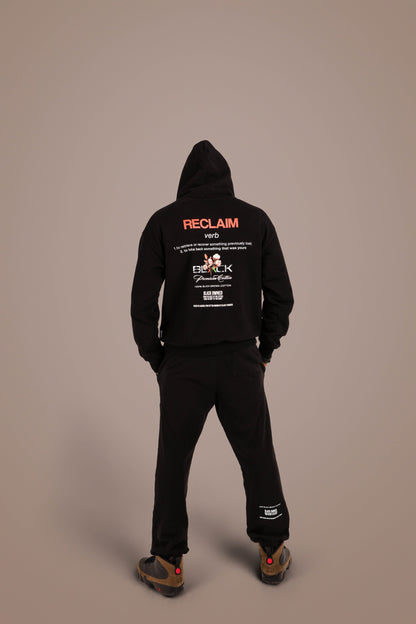 ACTIVELY BLACK COTTON RECLAIM HOODIE