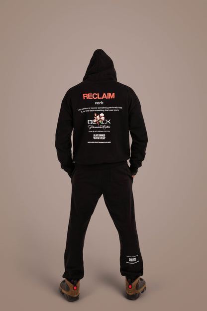 ACTIVELY BLACK COTTON RECLAIM HOODIE