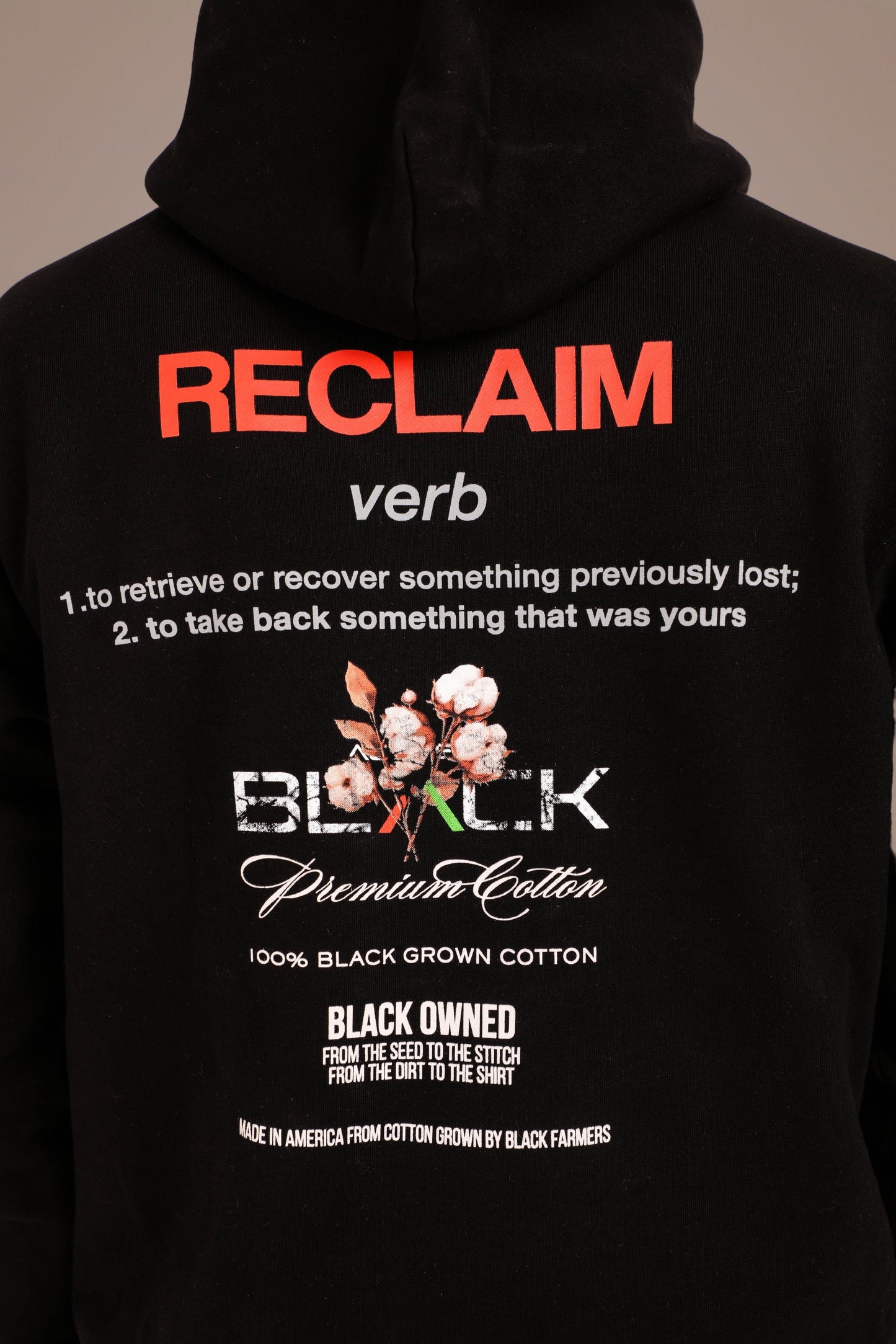 ACTIVELY BLACK COTTON RECLAIM HOODIE