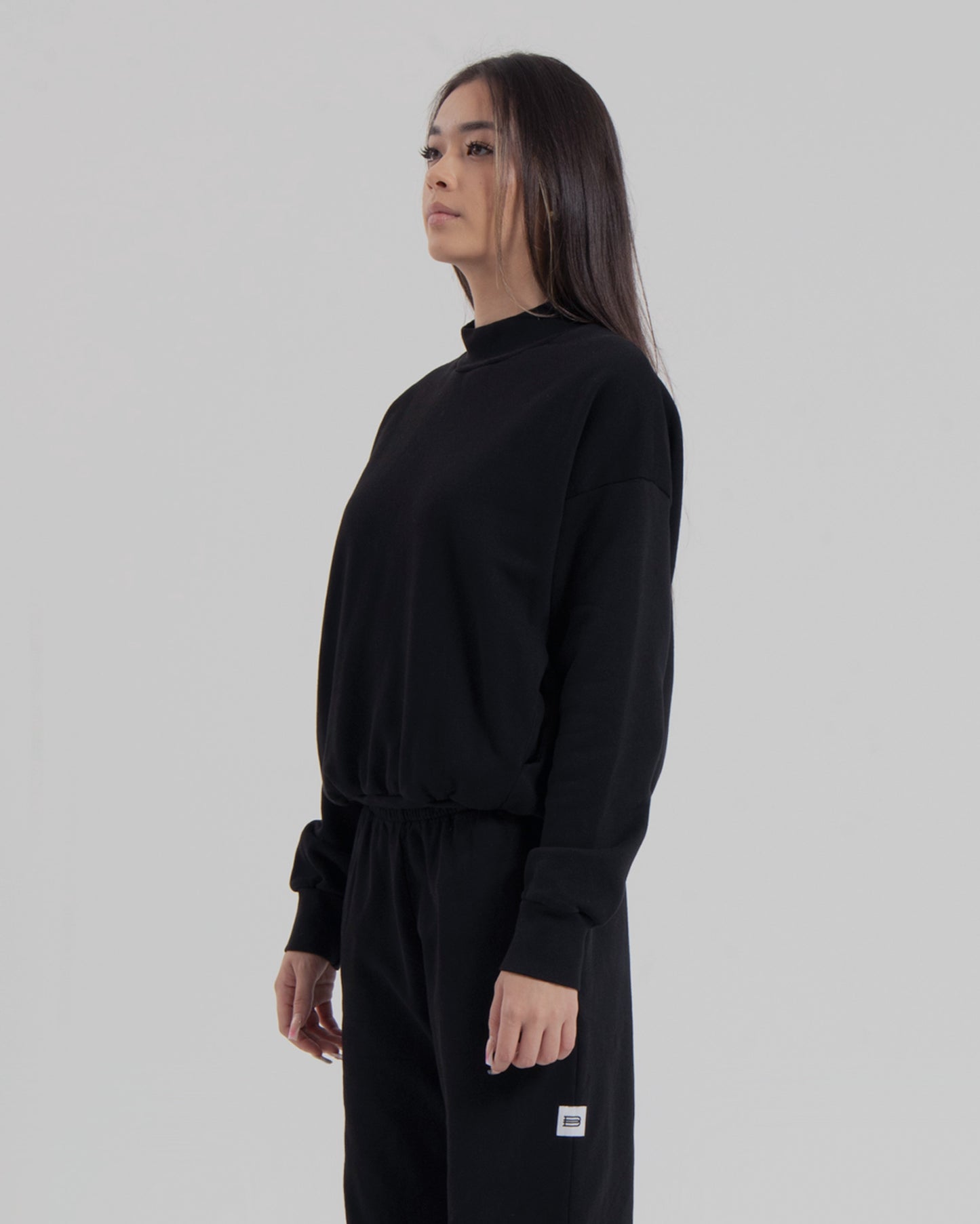 WOMENS MOCK NECK SWEATER - JET BLACK