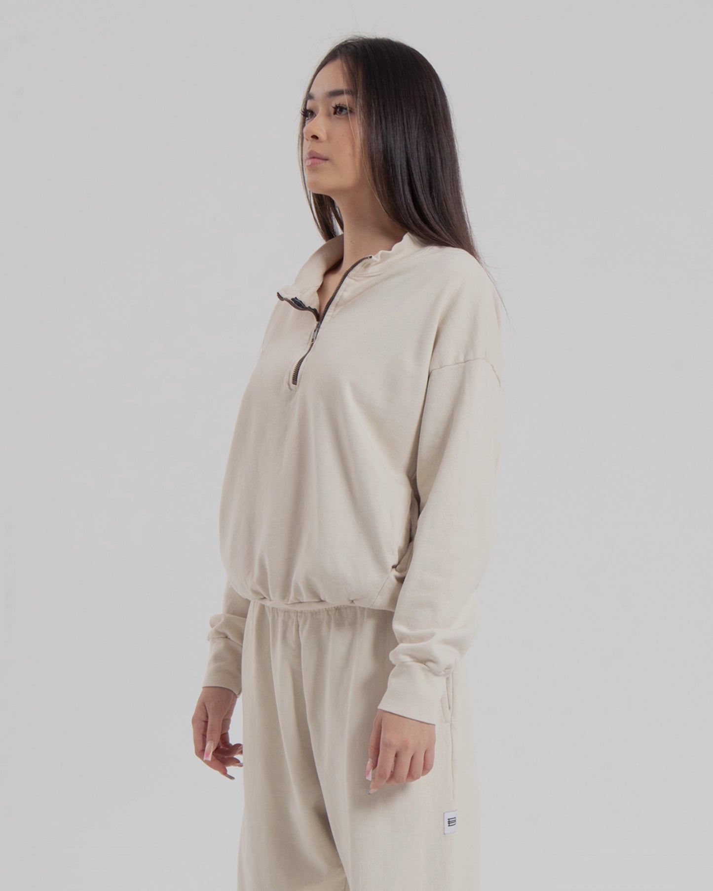 WOMENS MOCK NECK 1/4 ZIP - NATURAL