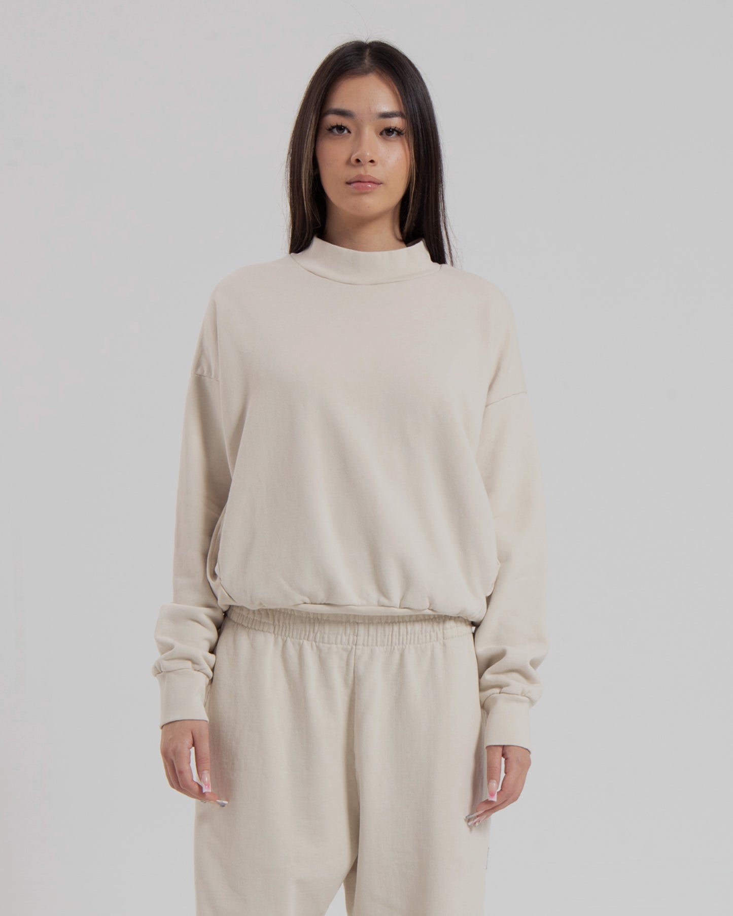 WOMENS MOCK NECK SWEATER - NATURAL